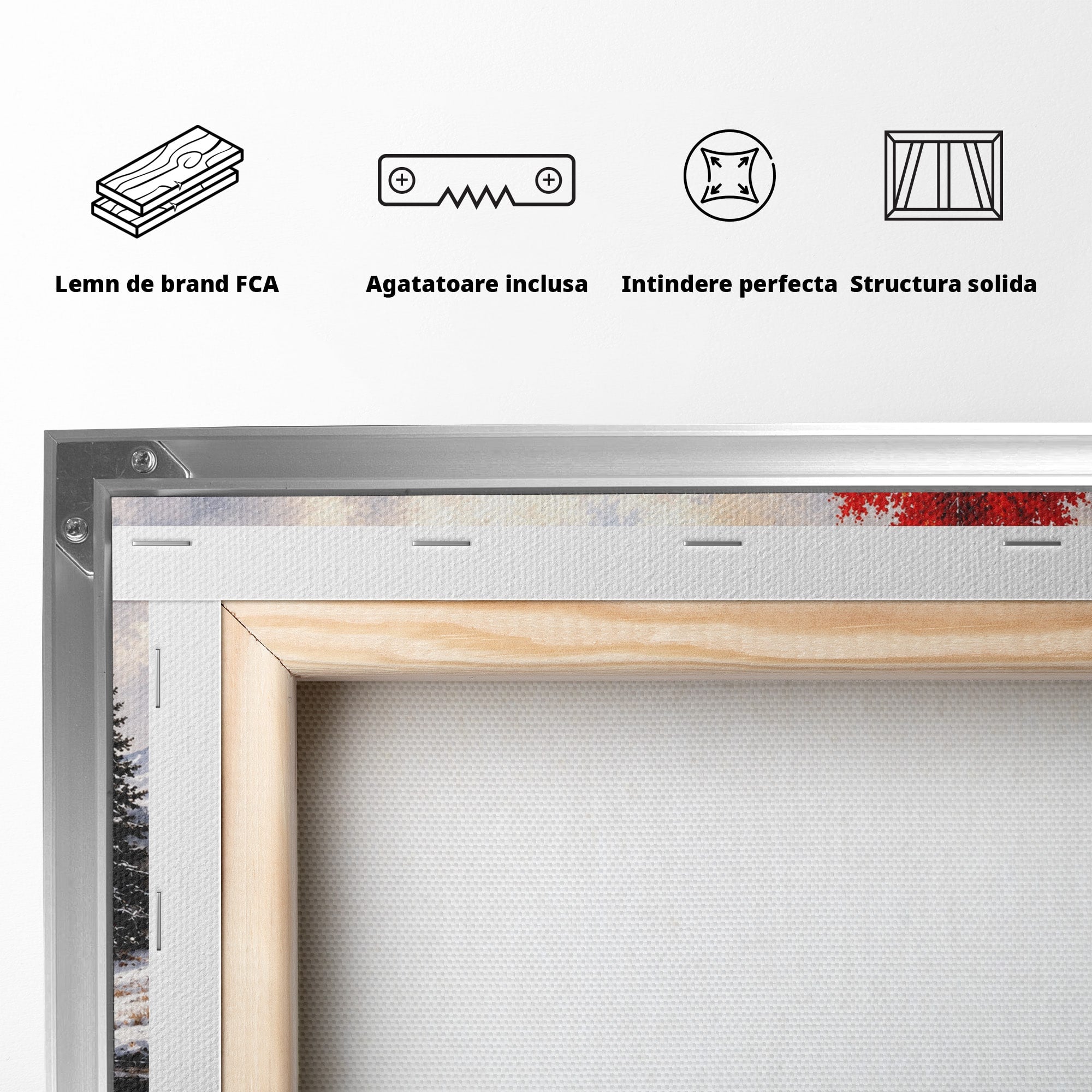 Tablou Canvas Premium LuxCanva® A1897, Armonie De Iarna, Peisaj, Iarna, Munte, Lac, Living, Natura, Culori Vibrante