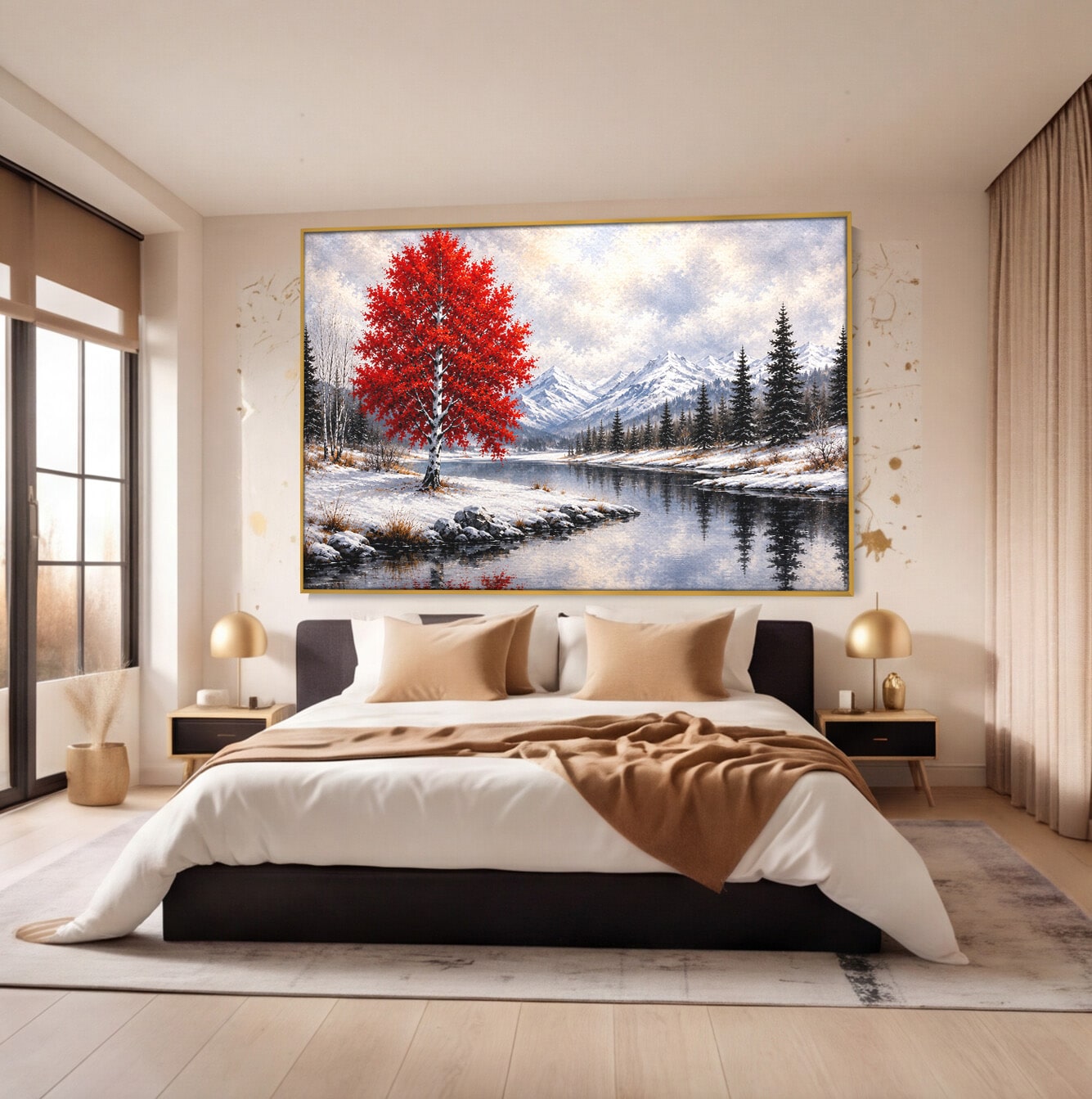 Tablou Canvas Premium LuxCanva® A1897, Armonie De Iarna, Peisaj, Iarna, Munte, Lac, Living, Natura, Culori Vibrante