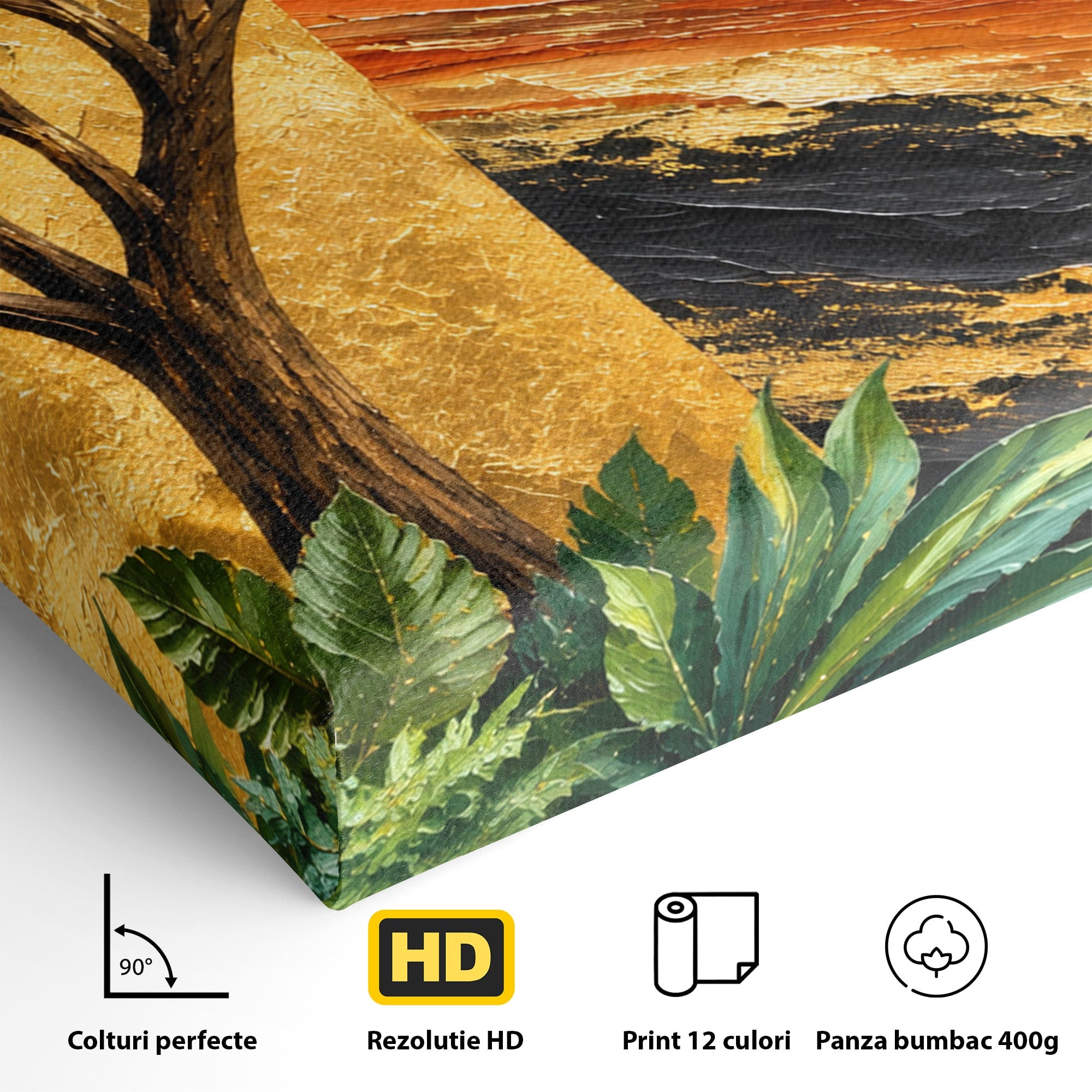Tablou Canvas Premium LuxCanva® A1898, Portretul Naturii Aurii, Portret, Natura, Arbore, Contemplare, Living, Culori Vibrante