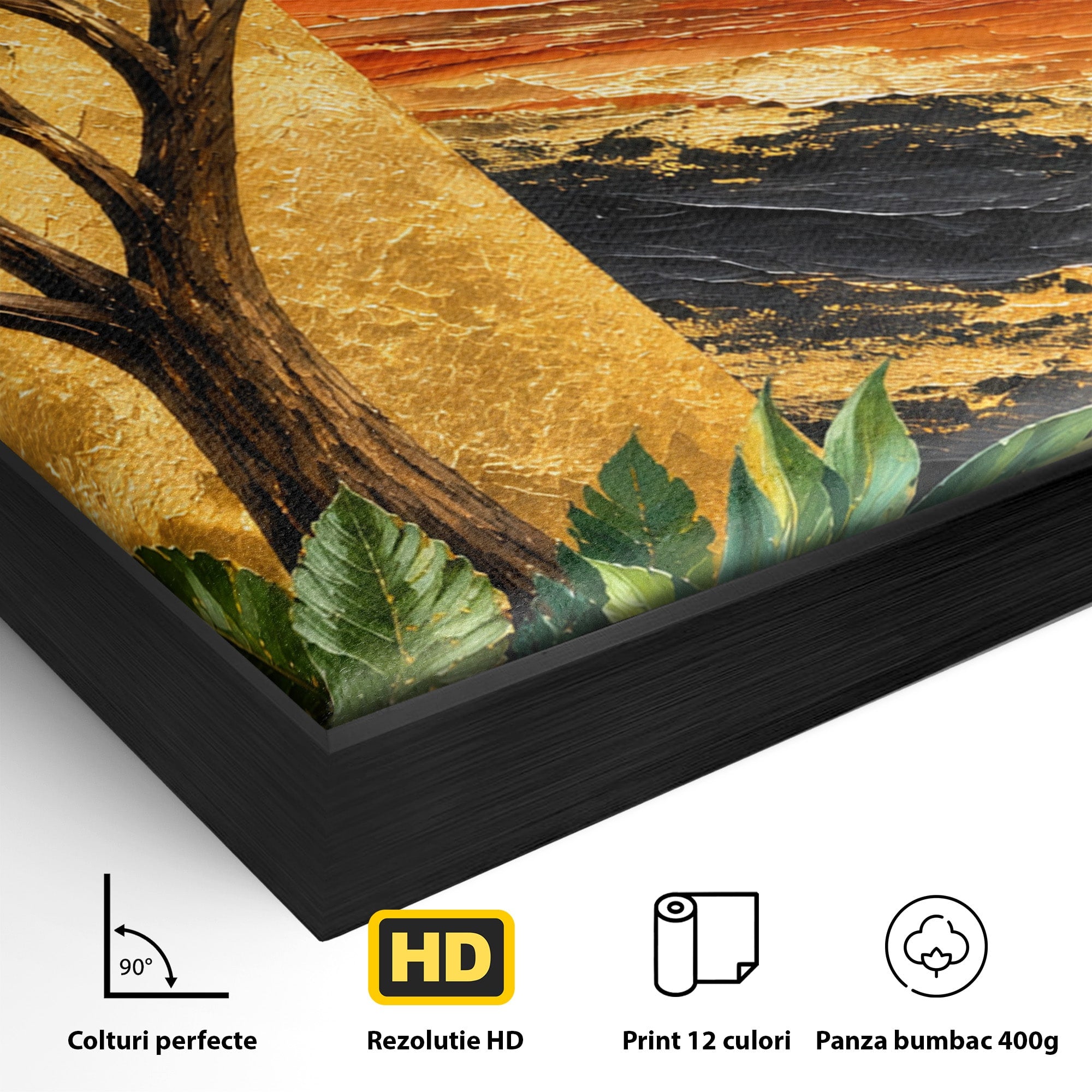 Tablou Canvas Premium LuxCanva® A1898, Portretul Naturii Aurii, Portret, Natura, Arbore, Contemplare, Living, Culori Vibrante