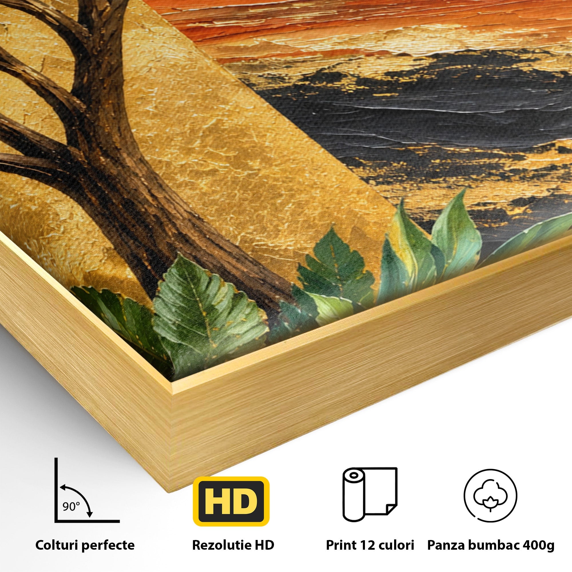 Tablou Canvas Premium LuxCanva® A1898, Portretul Naturii Aurii, Portret, Natura, Arbore, Contemplare, Living, Culori Vibrante