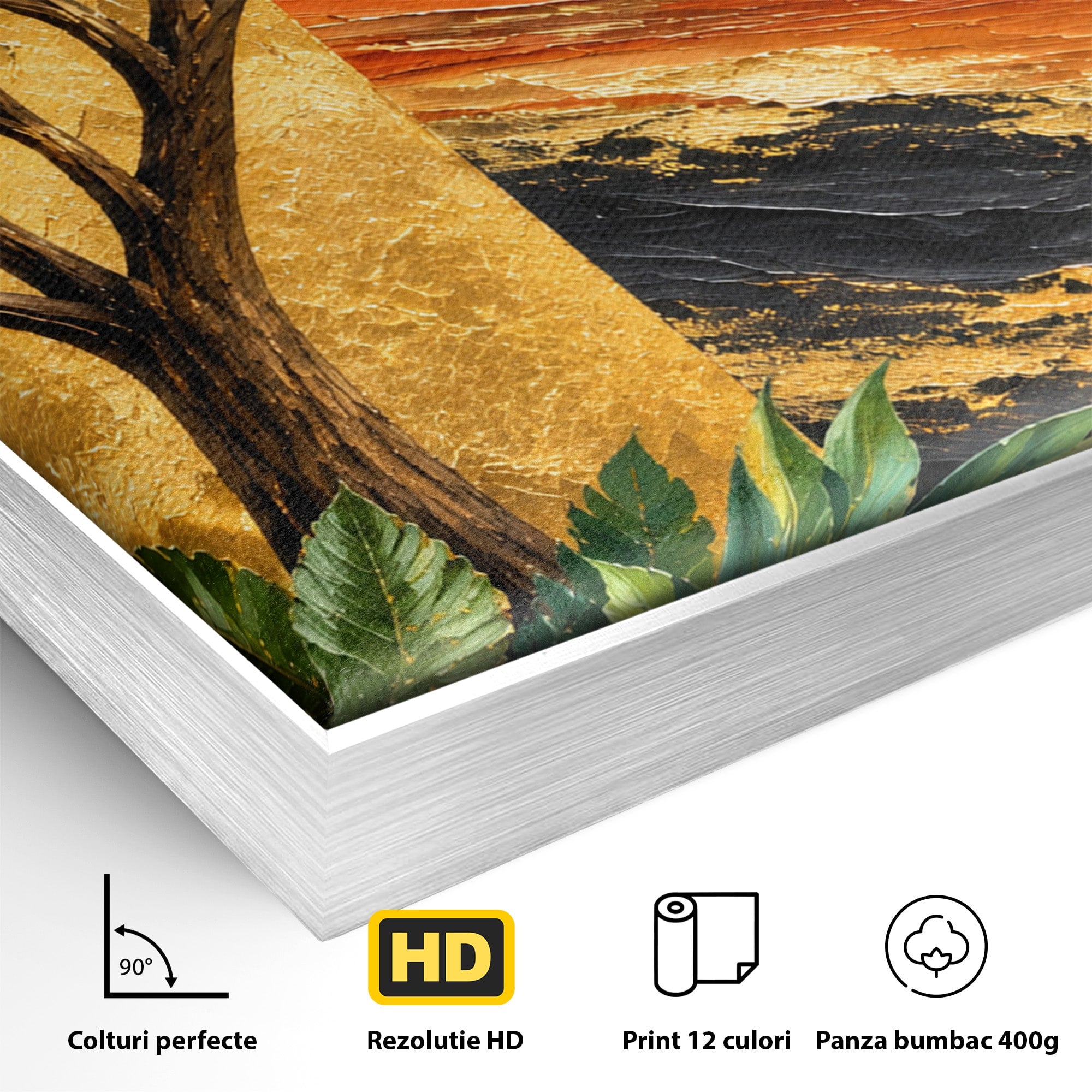 Tablou Canvas Premium LuxCanva® A1898, Portretul Naturii Aurii, Portret, Natura, Arbore, Contemplare, Living, Culori Vibrante