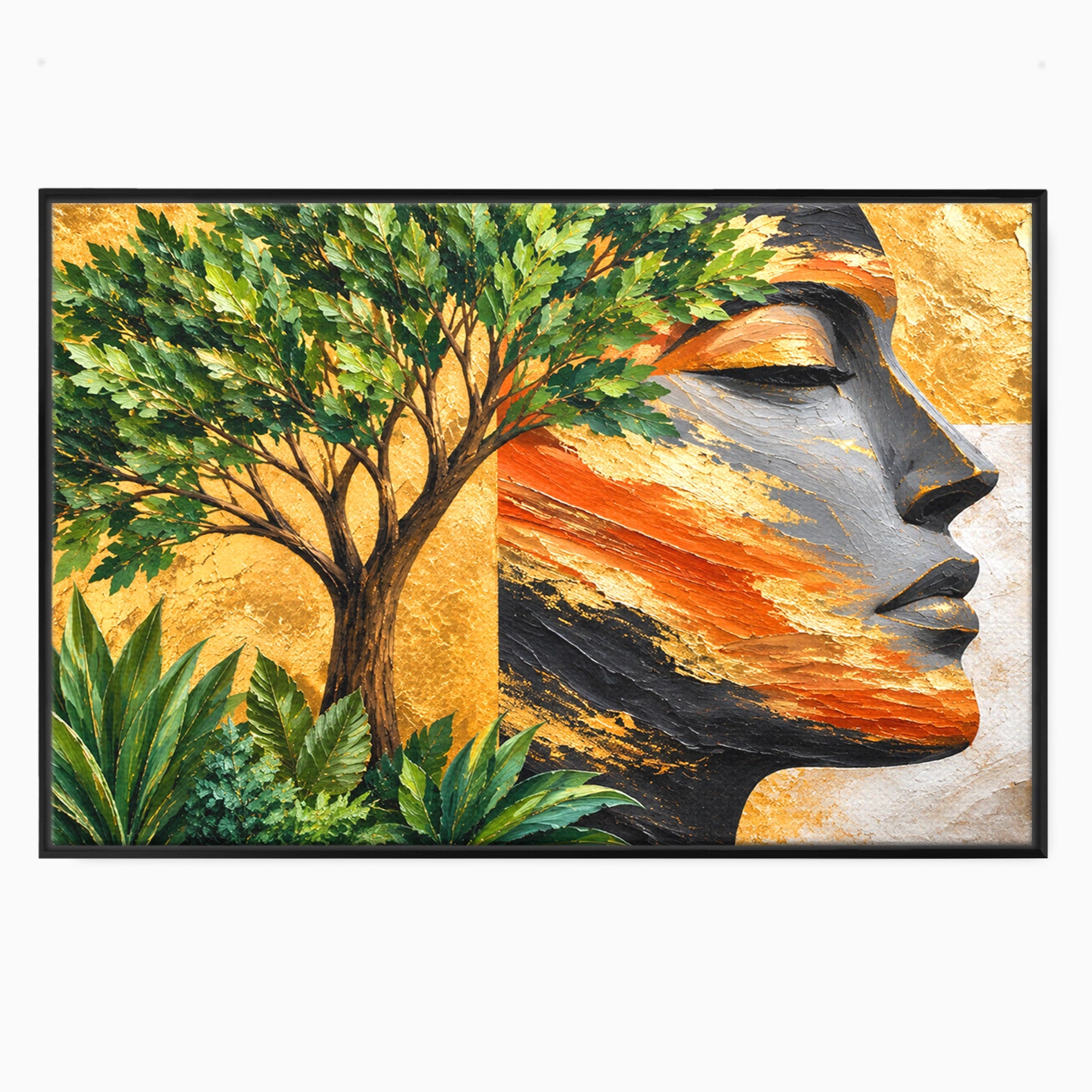 Tablou Canvas Premium LuxCanva® A1898, Portretul Naturii Aurii, Portret, Natura, Arbore, Contemplare, Living, Culori Vibrante