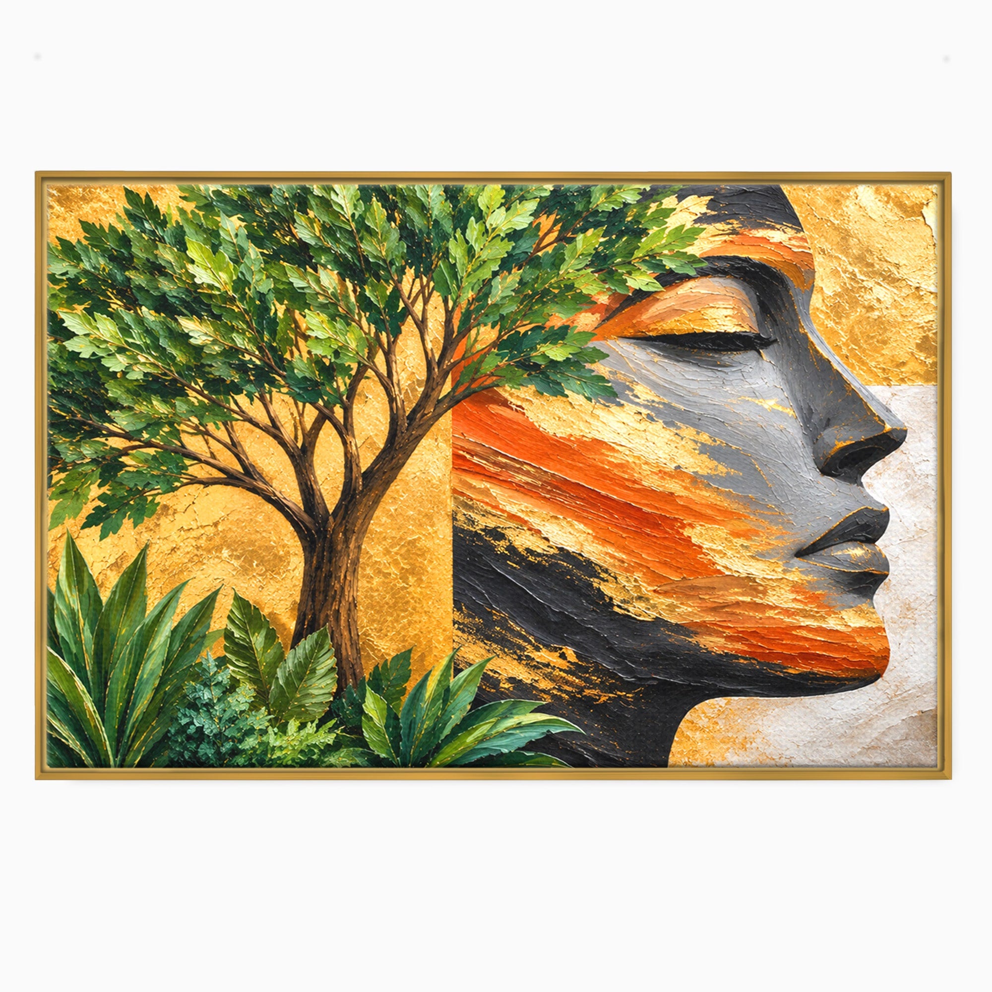 Tablou Canvas Premium LuxCanva® A1898, Portretul Naturii Aurii, Portret, Natura, Arbore, Contemplare, Living, Culori Vibrante