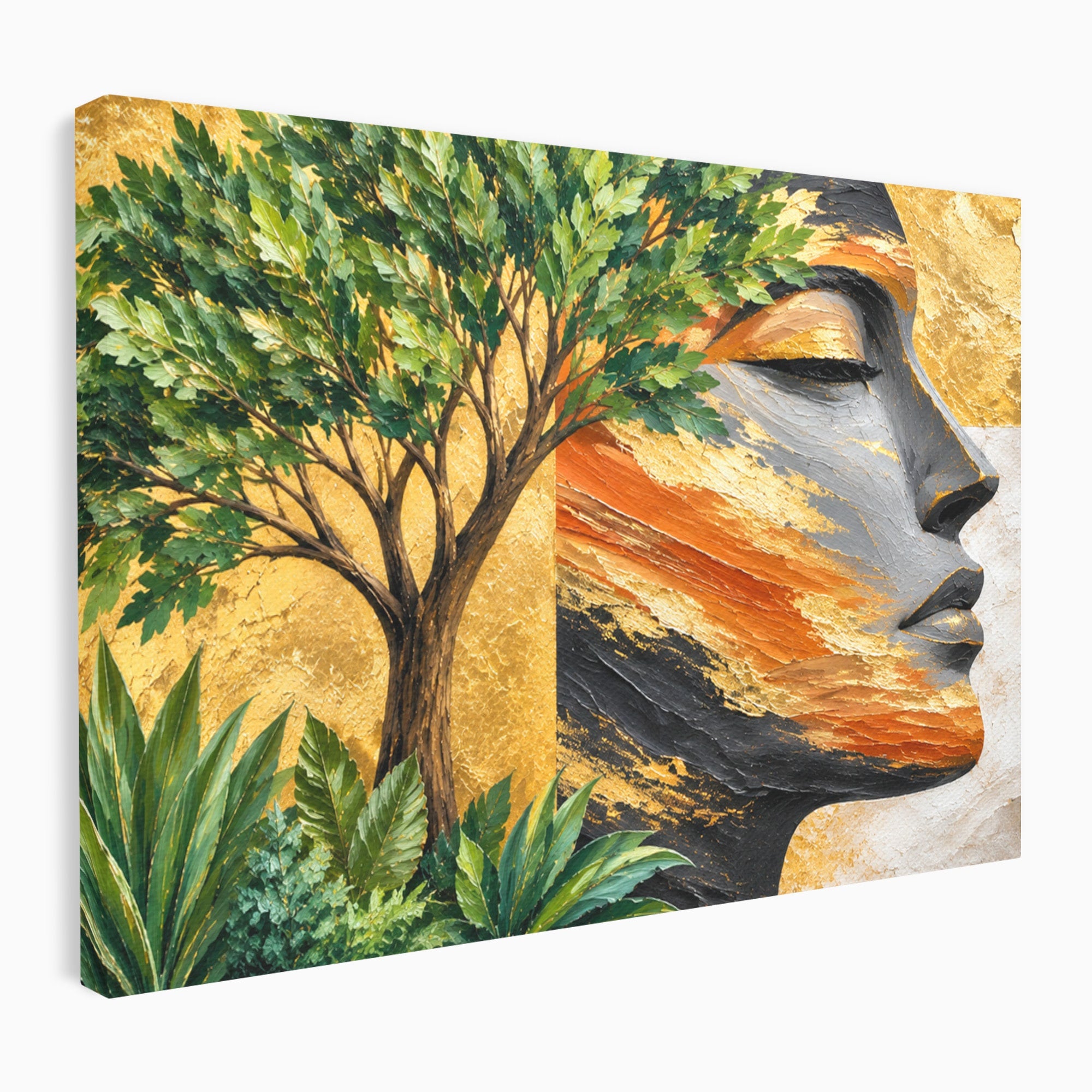 Tablou Canvas Premium LuxCanva® A1898, Portretul Naturii Aurii, Portret, Natura, Arbore, Contemplare, Living, Culori Vibrante