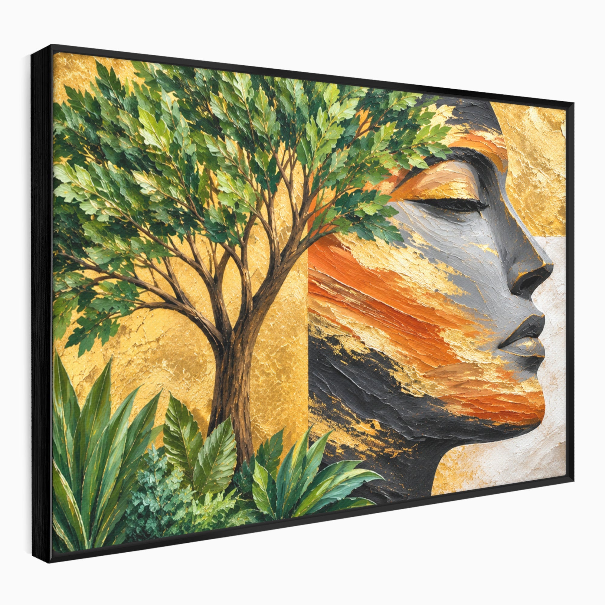 Tablou Canvas Premium LuxCanva® A1898, Portretul Naturii Aurii, Portret, Natura, Arbore, Contemplare, Living, Culori Vibrante