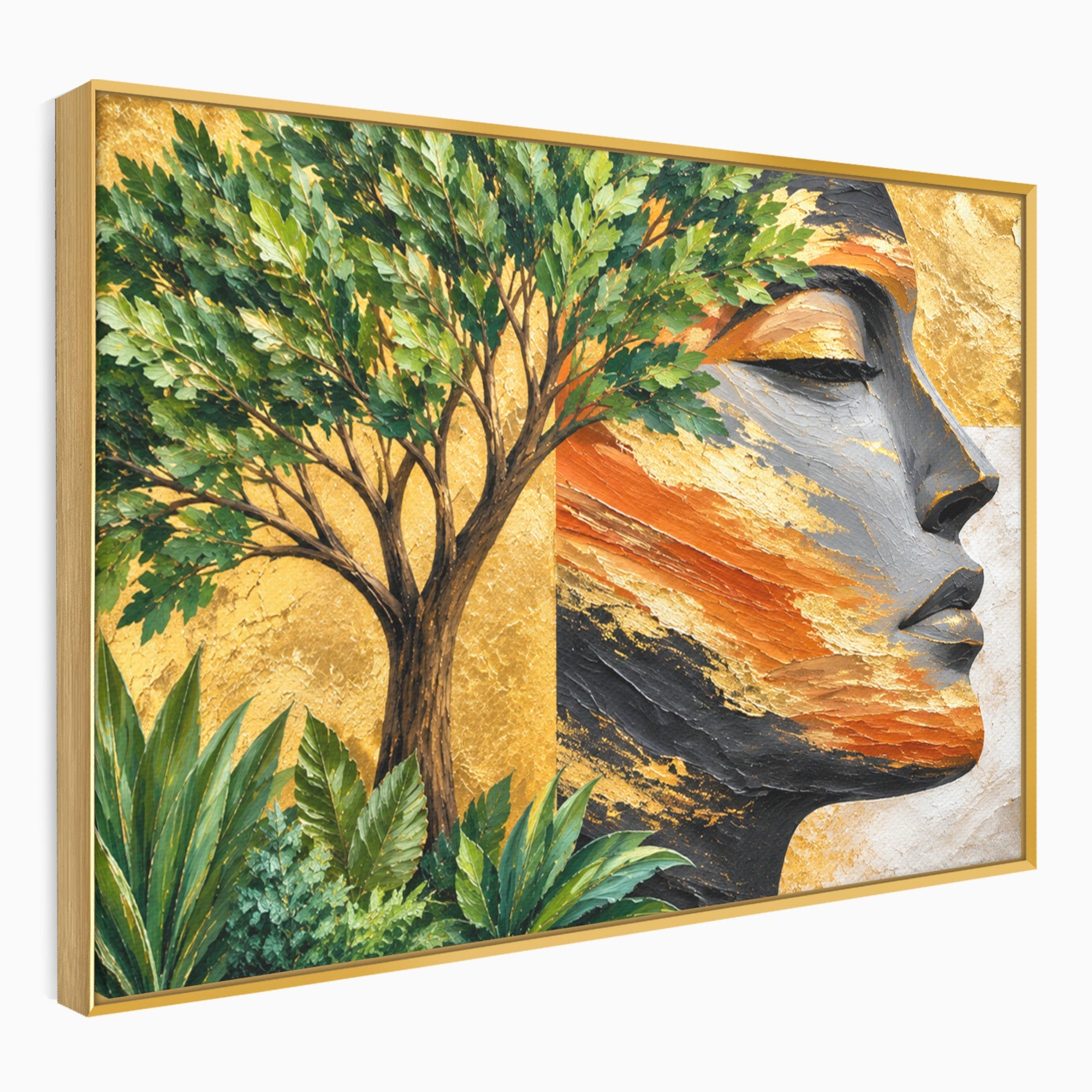 Tablou Canvas Premium LuxCanva® A1898, Portretul Naturii Aurii, Portret, Natura, Arbore, Contemplare, Living, Culori Vibrante
