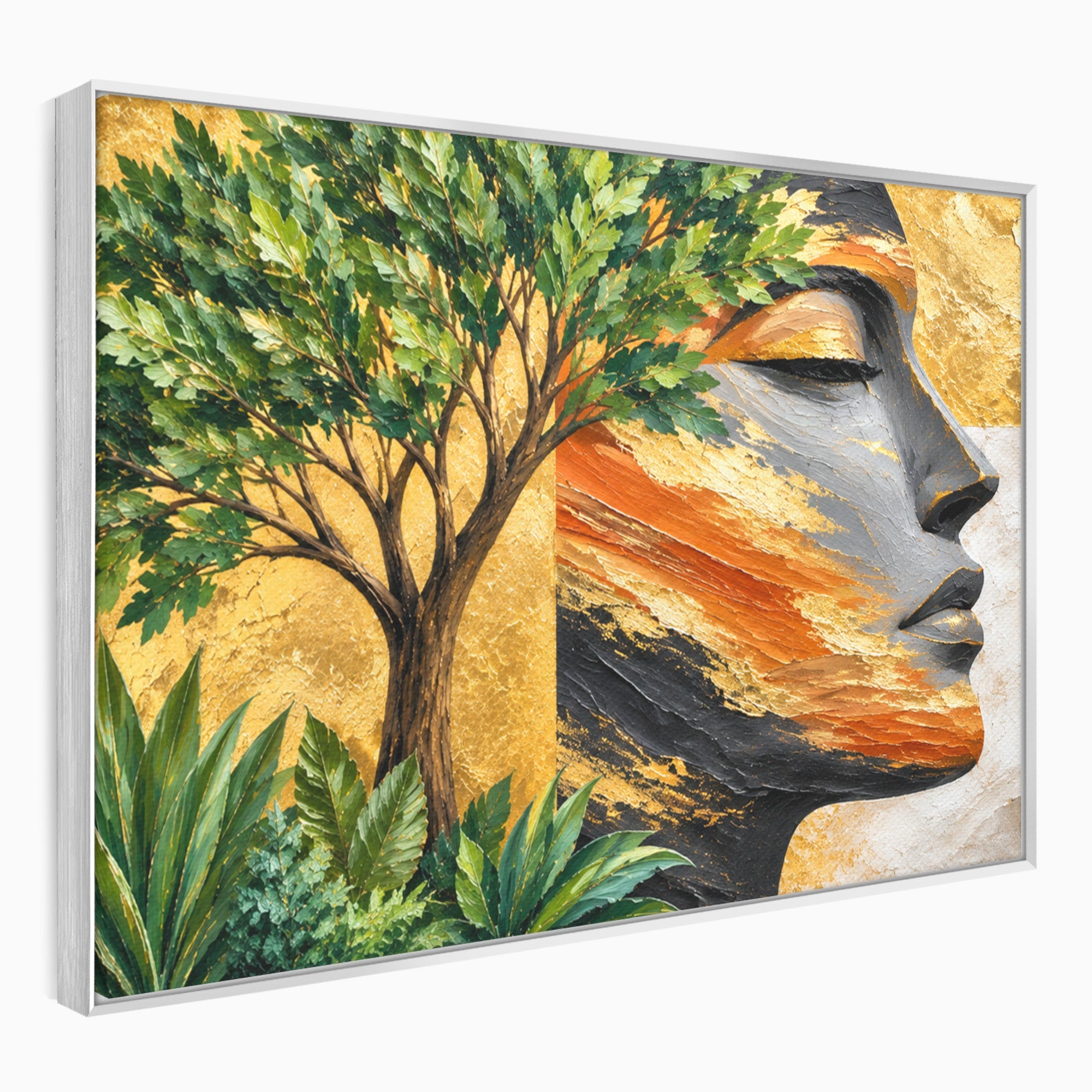 Tablou Canvas Premium LuxCanva® A1898, Portretul Naturii Aurii, Portret, Natura, Arbore, Contemplare, Living, Culori Vibrante
