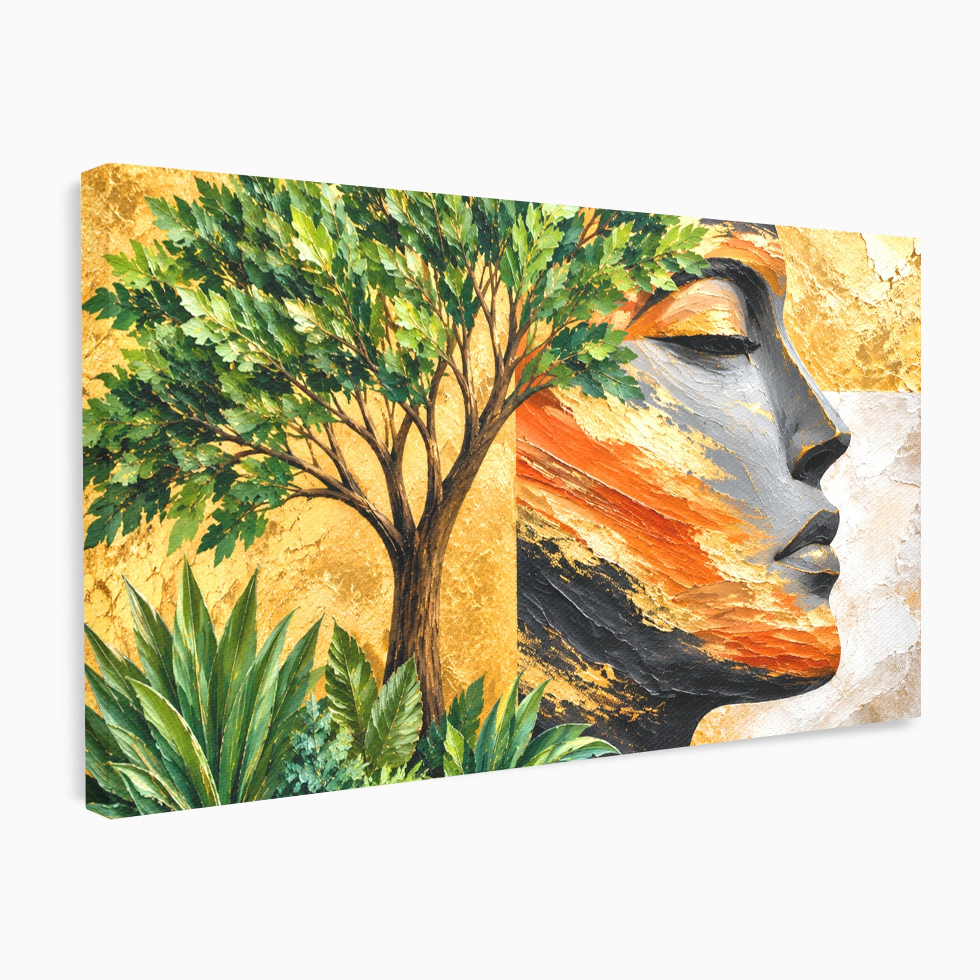 Tablou Canvas Premium LuxCanva® A1898, Portretul Naturii Aurii, Portret, Natura, Arbore, Contemplare, Living, Culori Vibrante