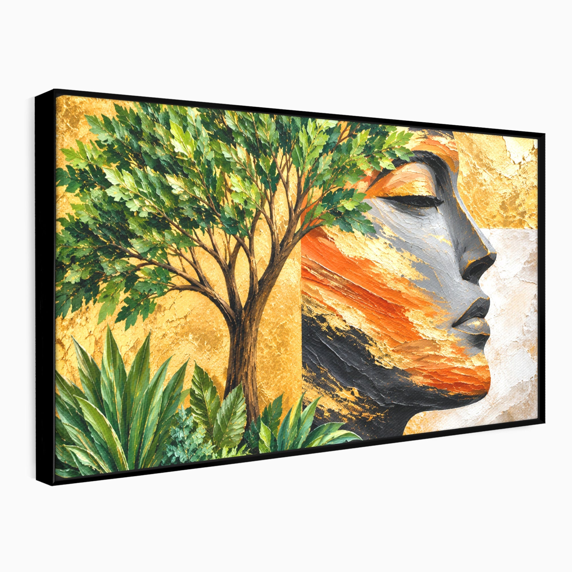 Tablou Canvas Premium LuxCanva® A1898, Portretul Naturii Aurii, Portret, Natura, Arbore, Contemplare, Living, Culori Vibrante