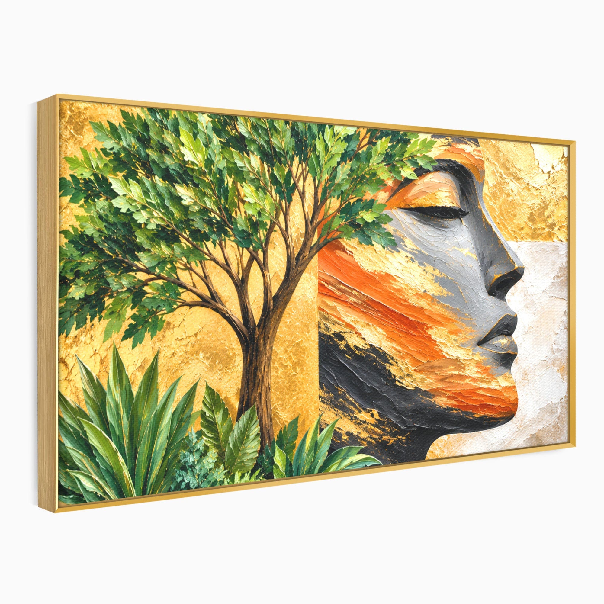 Tablou Canvas Premium LuxCanva® A1898, Portretul Naturii Aurii, Portret, Natura, Arbore, Contemplare, Living, Culori Vibrante