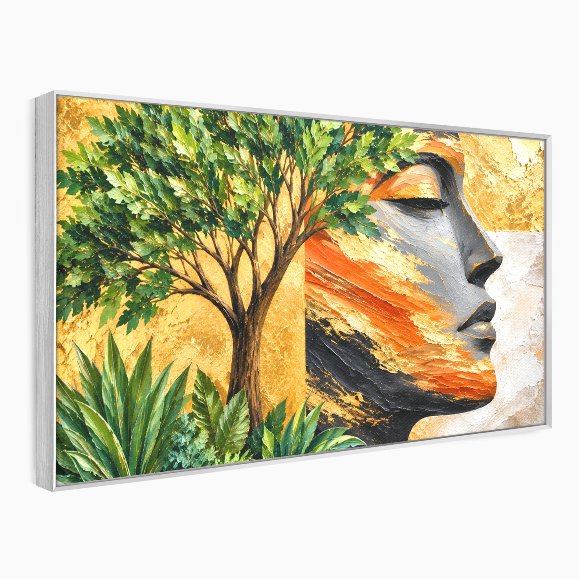 Tablou Canvas Premium LuxCanva® A1898, Portretul Naturii Aurii, Portret, Natura, Arbore, Contemplare, Living, Culori Vibrante