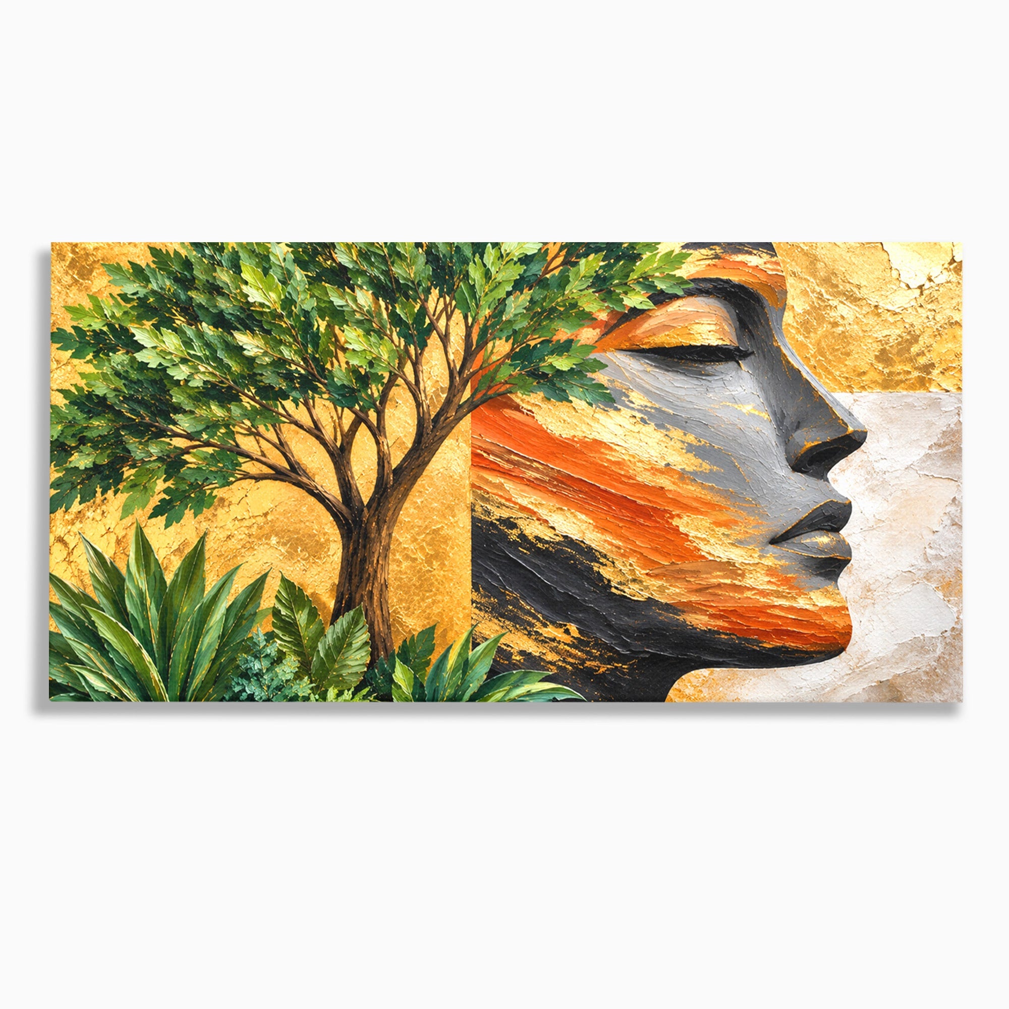 Tablou Canvas Premium LuxCanva® A1898, Portretul Naturii Aurii, Portret, Natura, Arbore, Contemplare, Living, Culori Vibrante