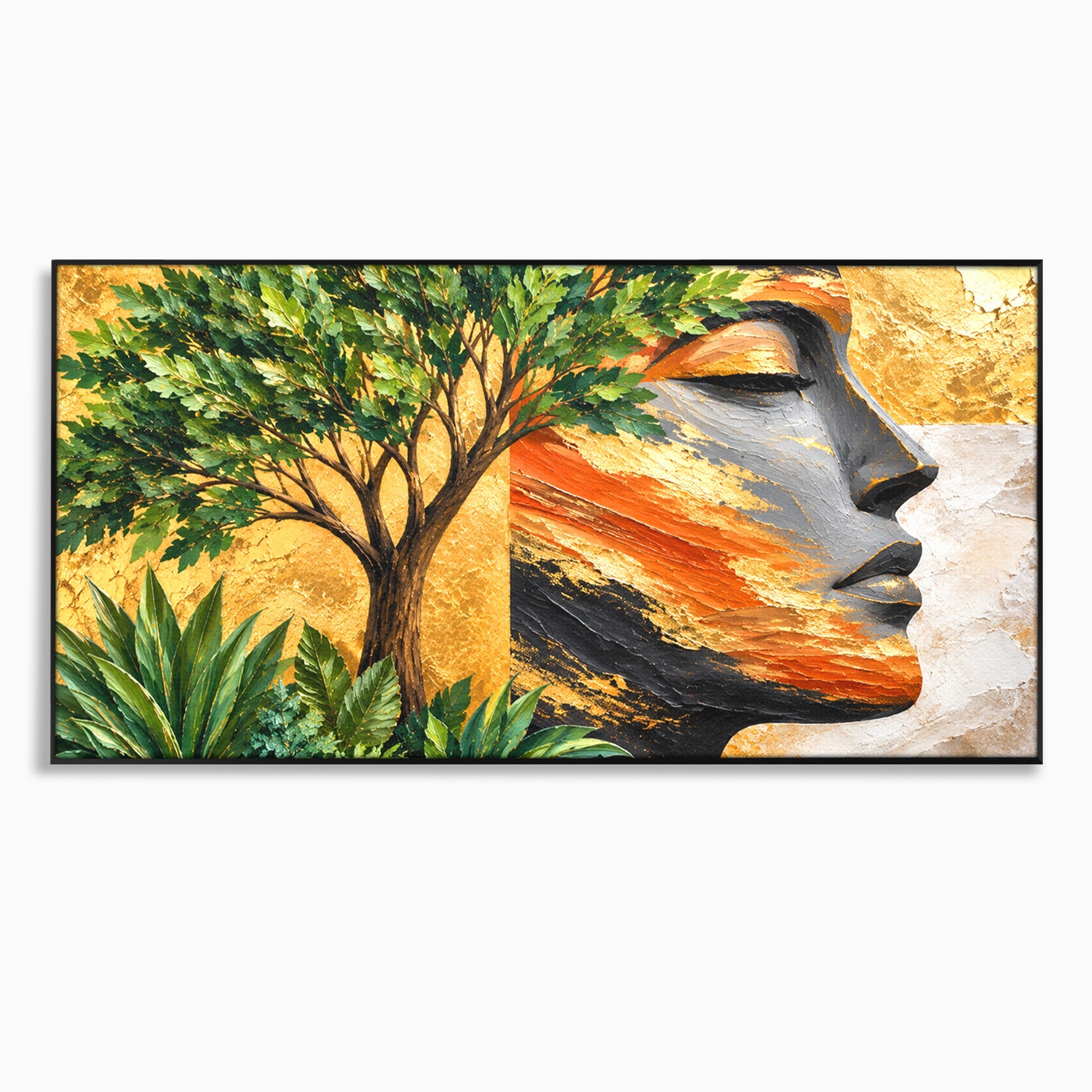 Tablou Canvas Premium LuxCanva® A1898, Portretul Naturii Aurii, Portret, Natura, Arbore, Contemplare, Living, Culori Vibrante
