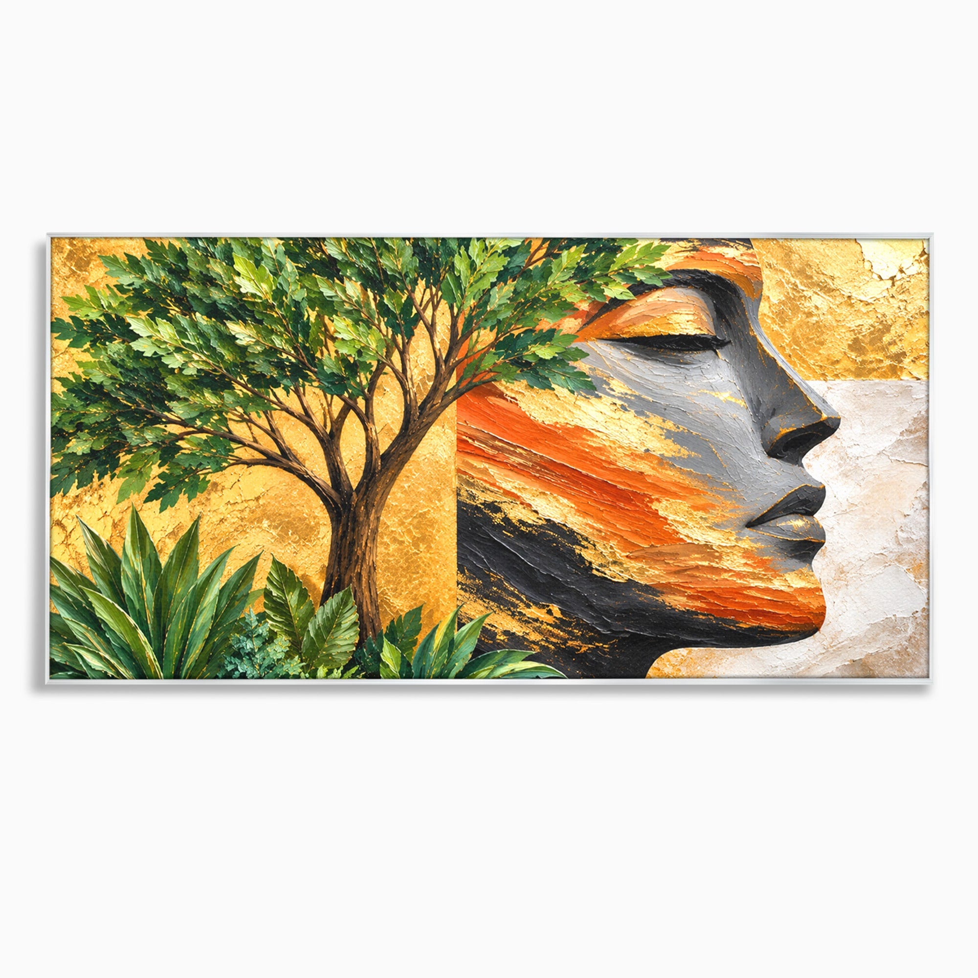 Tablou Canvas Premium LuxCanva® A1898, Portretul Naturii Aurii, Portret, Natura, Arbore, Contemplare, Living, Culori Vibrante