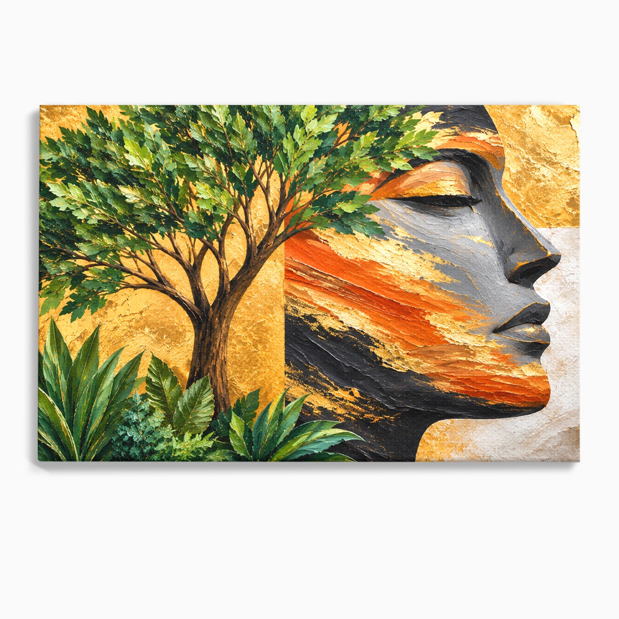 Tablou Canvas Premium LuxCanva® A1898, Portretul Naturii Aurii, Portret, Natura, Arbore, Contemplare, Living, Culori Vibrante