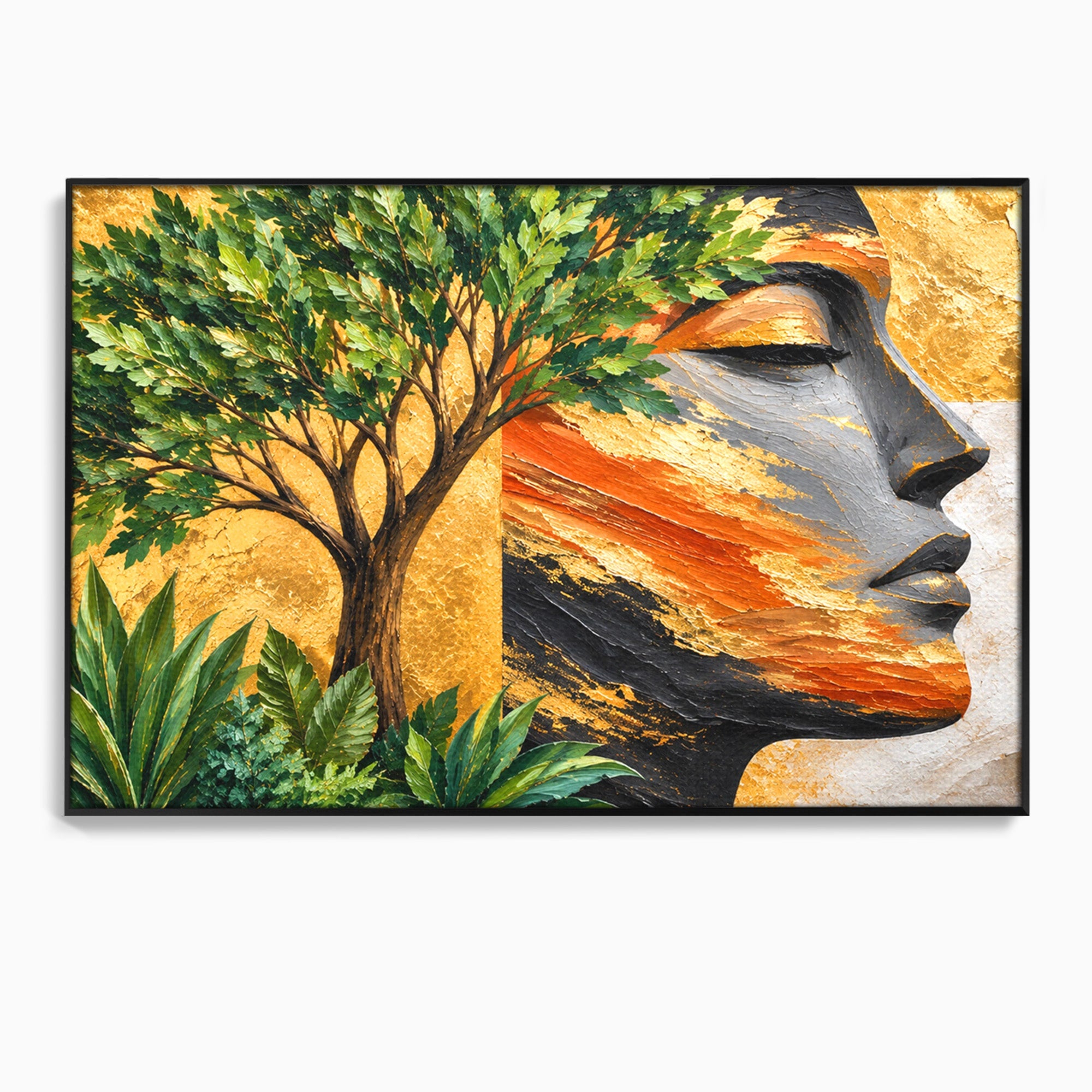 Tablou Canvas Premium LuxCanva® A1898, Portretul Naturii Aurii, Portret, Natura, Arbore, Contemplare, Living, Culori Vibrante