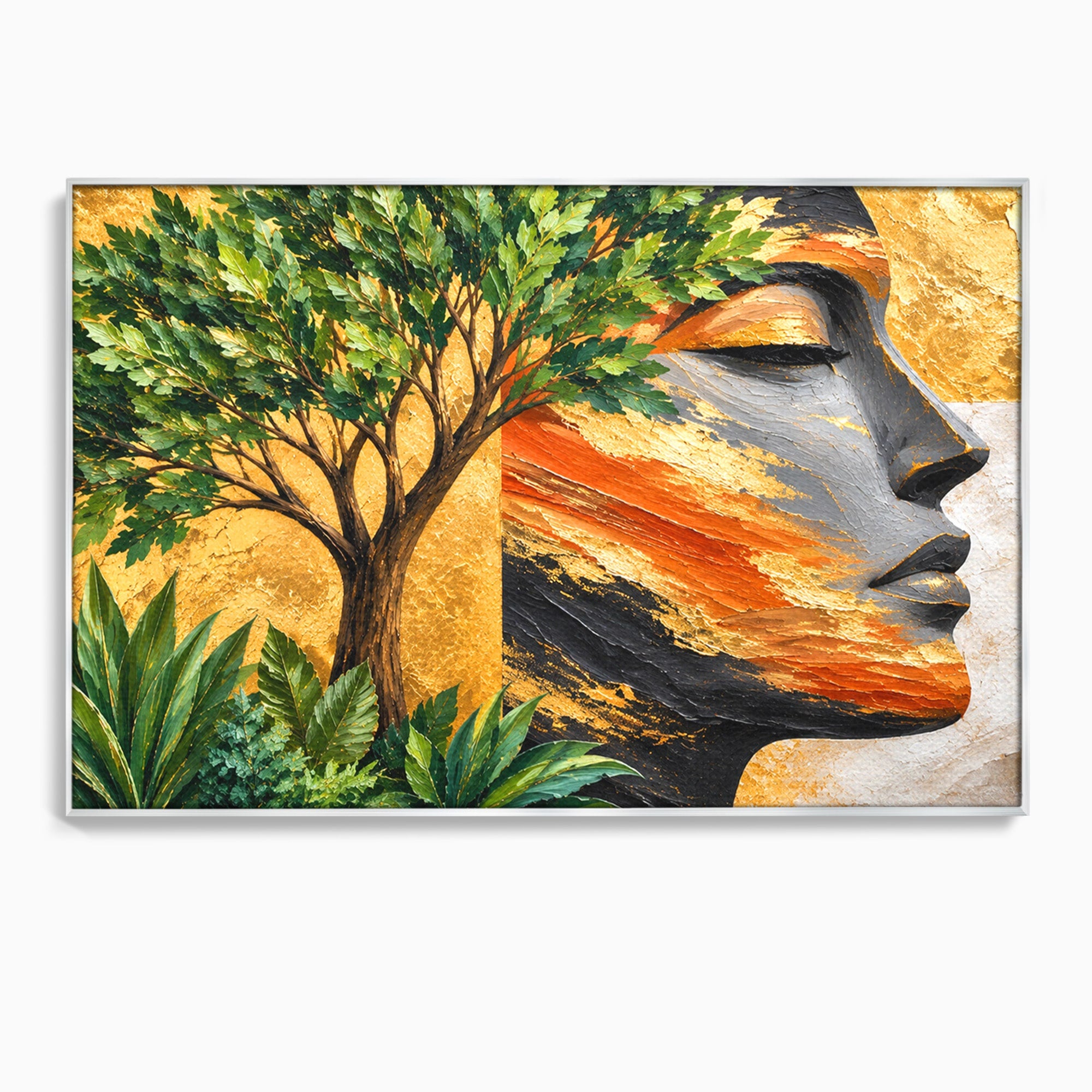 Tablou Canvas Premium LuxCanva® A1898, Portretul Naturii Aurii, Portret, Natura, Arbore, Contemplare, Living, Culori Vibrante