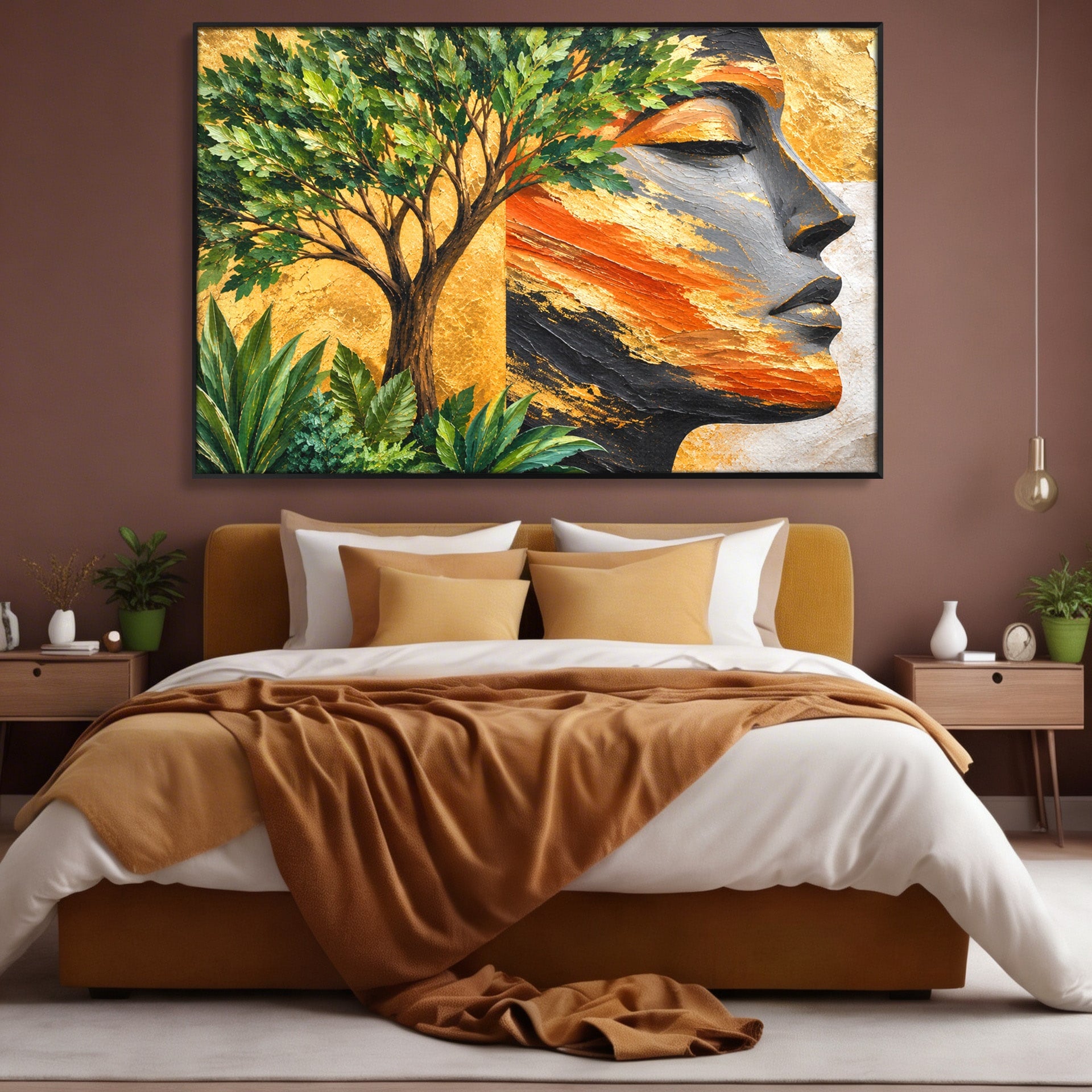 Tablou Canvas Premium LuxCanva® A1898, Portretul Naturii Aurii, Portret, Natura, Arbore, Contemplare, Living, Culori Vibrante