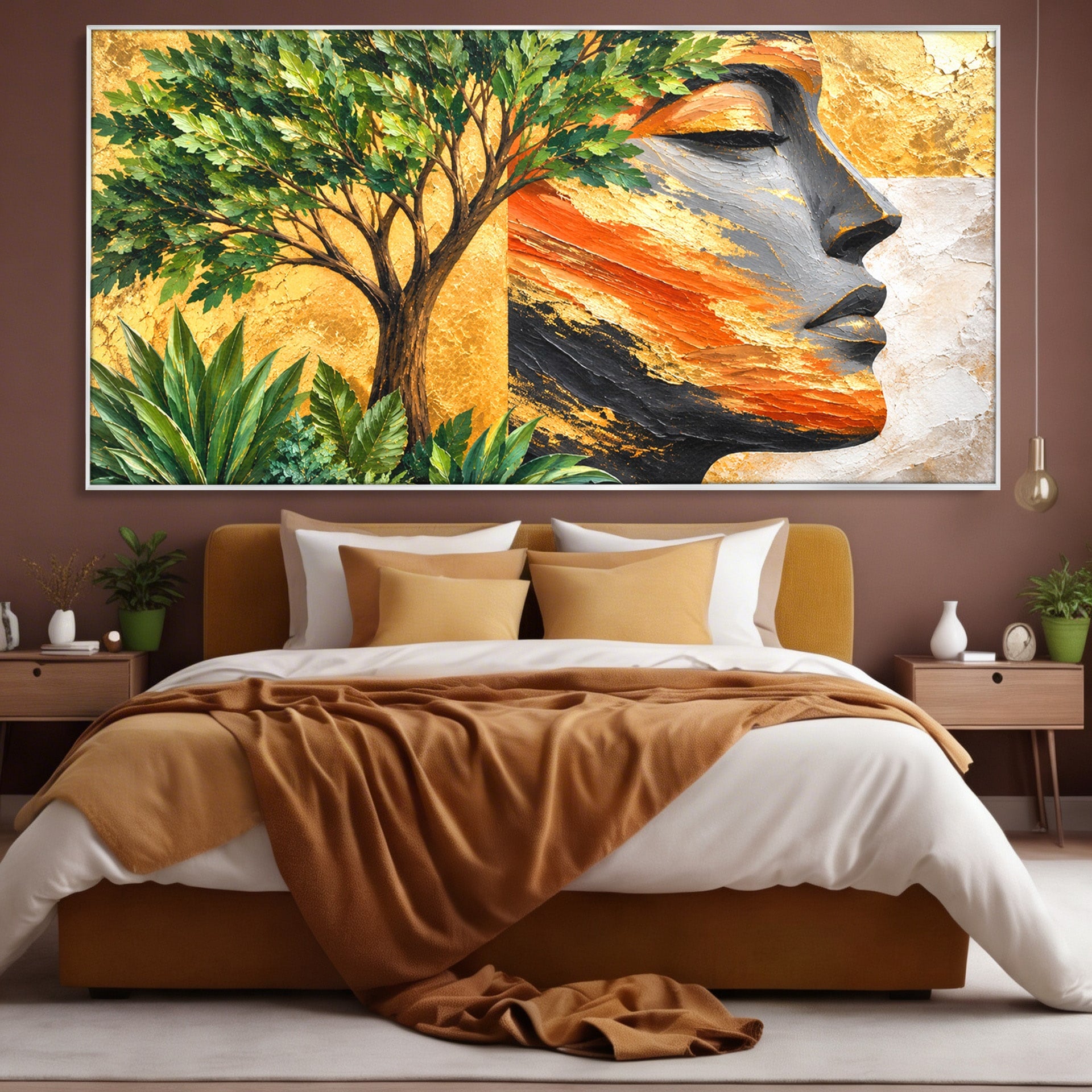 Tablou Canvas Premium LuxCanva® A1898, Portretul Naturii Aurii, Portret, Natura, Arbore, Contemplare, Living, Culori Vibrante
