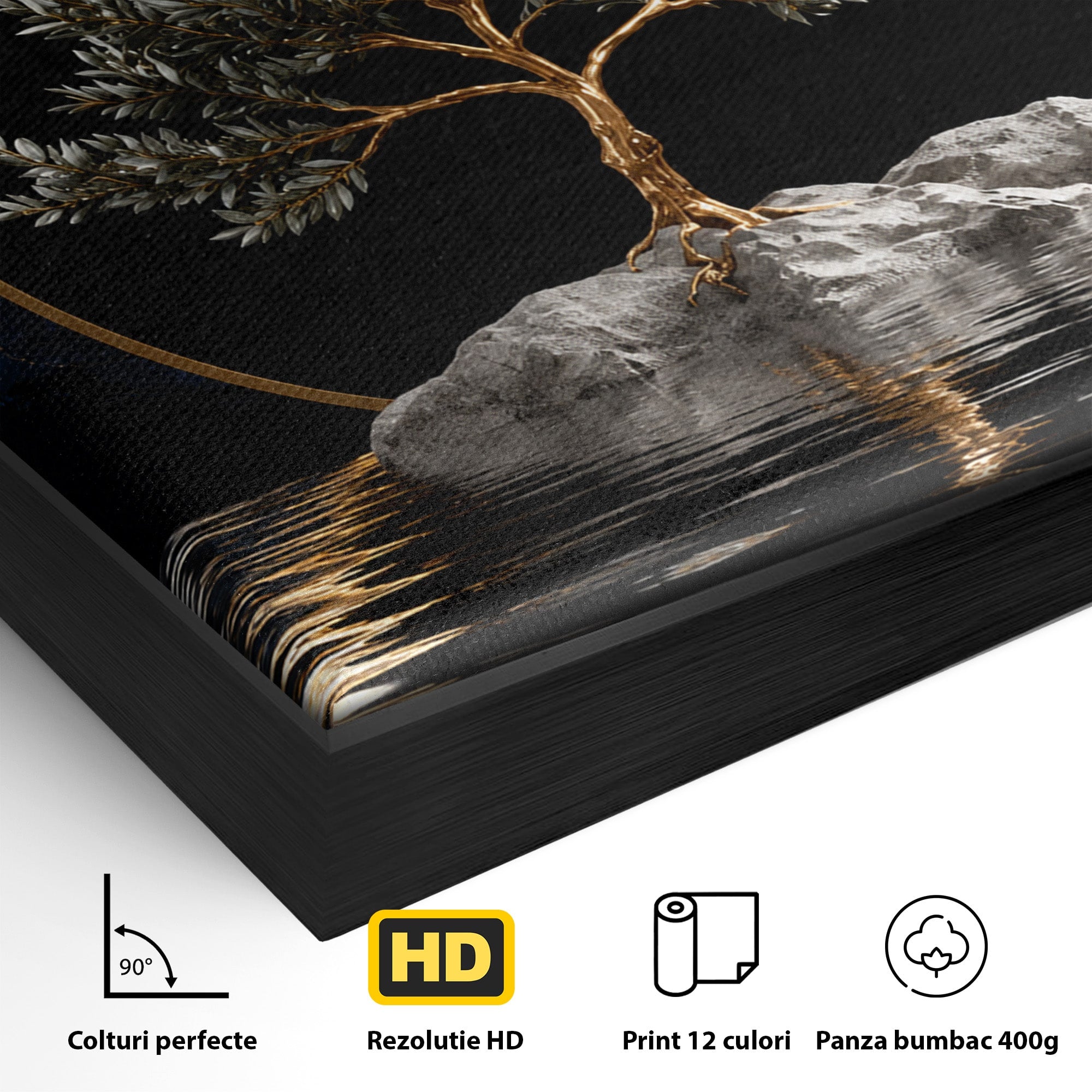 Tablou Canvas Premium LuxCanva® A1899, Copac Mistic Pe Apa, Copac, Apa, Mistic, Peisaj, Living, Culori Vibrante