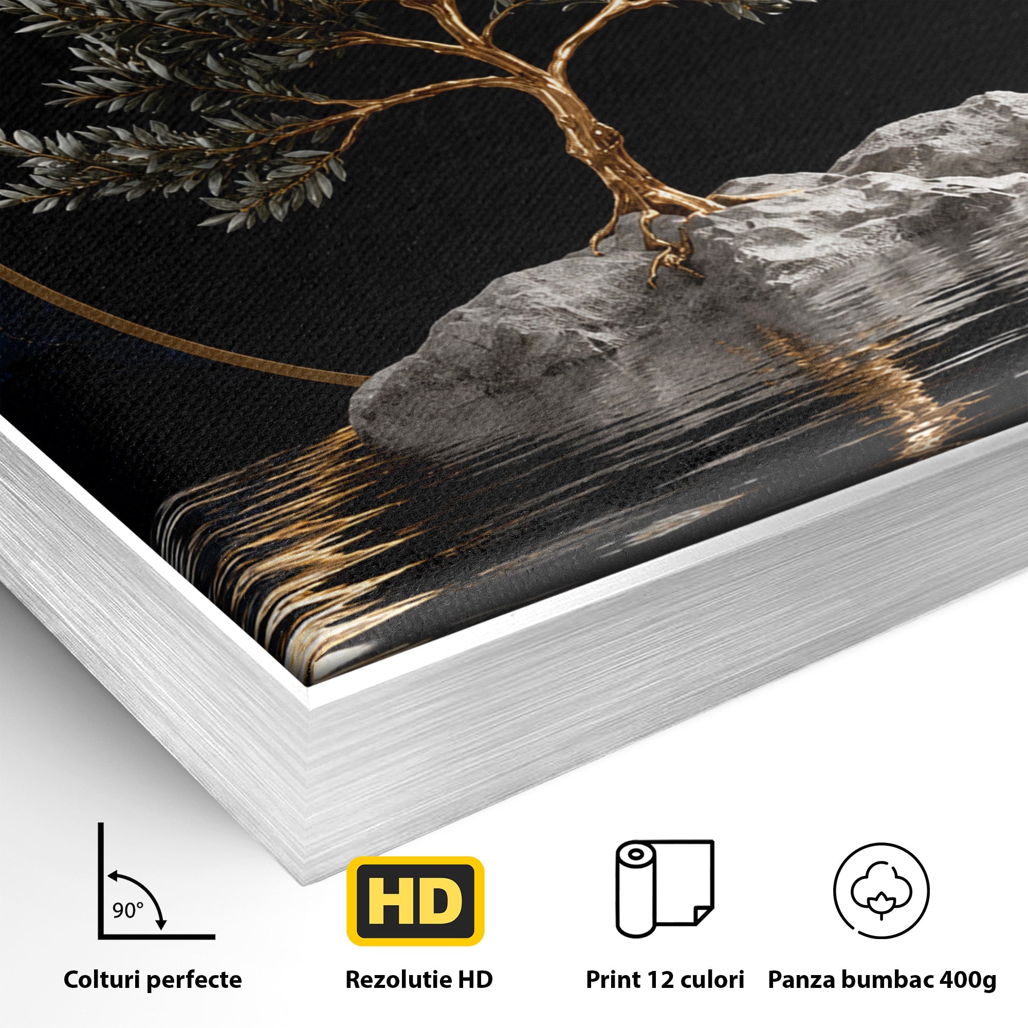Tablou Canvas Premium LuxCanva® A1899, Copac Mistic Pe Apa, Copac, Apa, Mistic, Peisaj, Living, Culori Vibrante