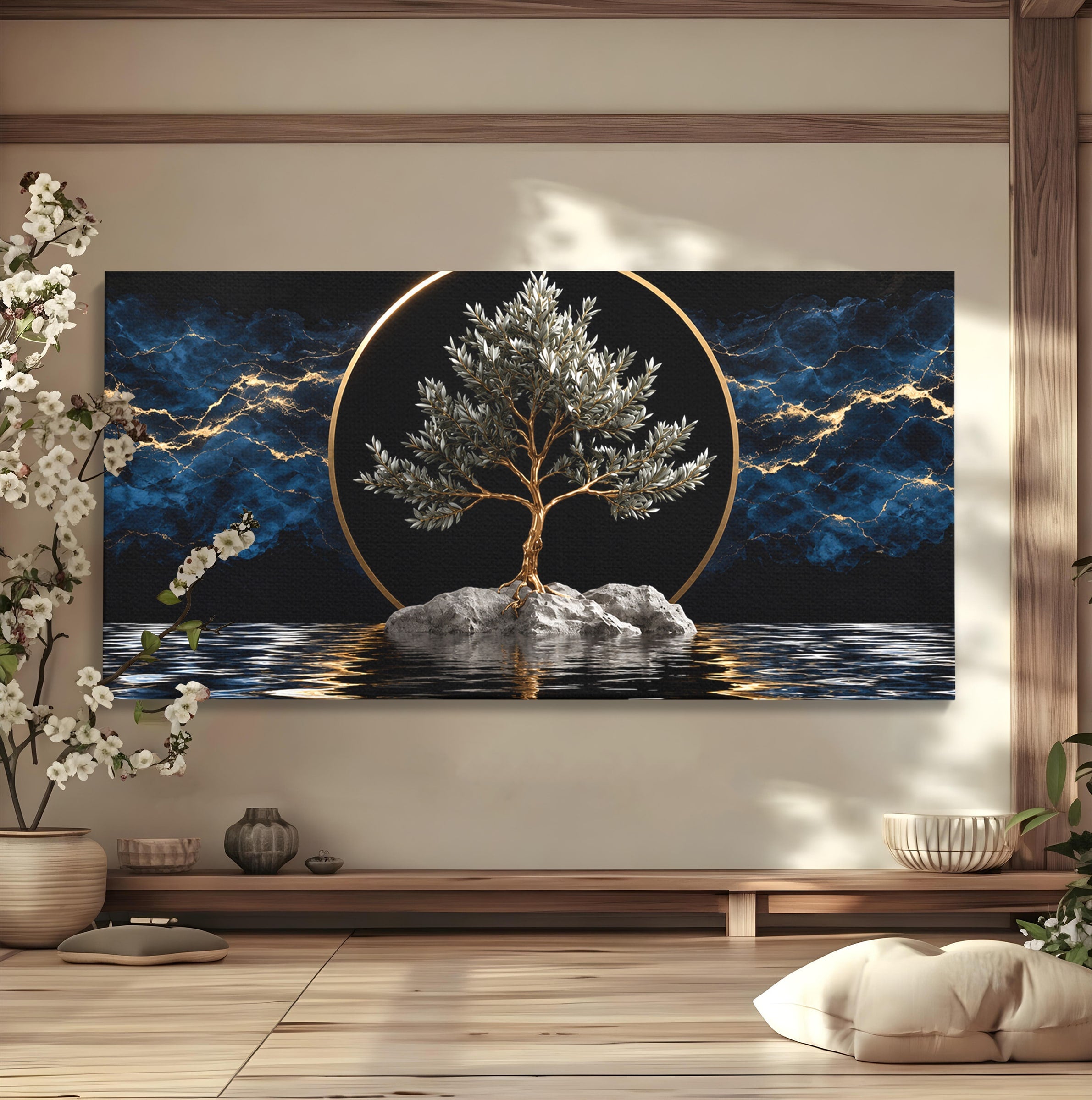 Tablou Canvas Premium LuxCanva® A1899, Copac Mistic Pe Apa, Copac, Apa, Mistic, Peisaj, Living, Culori Vibrante