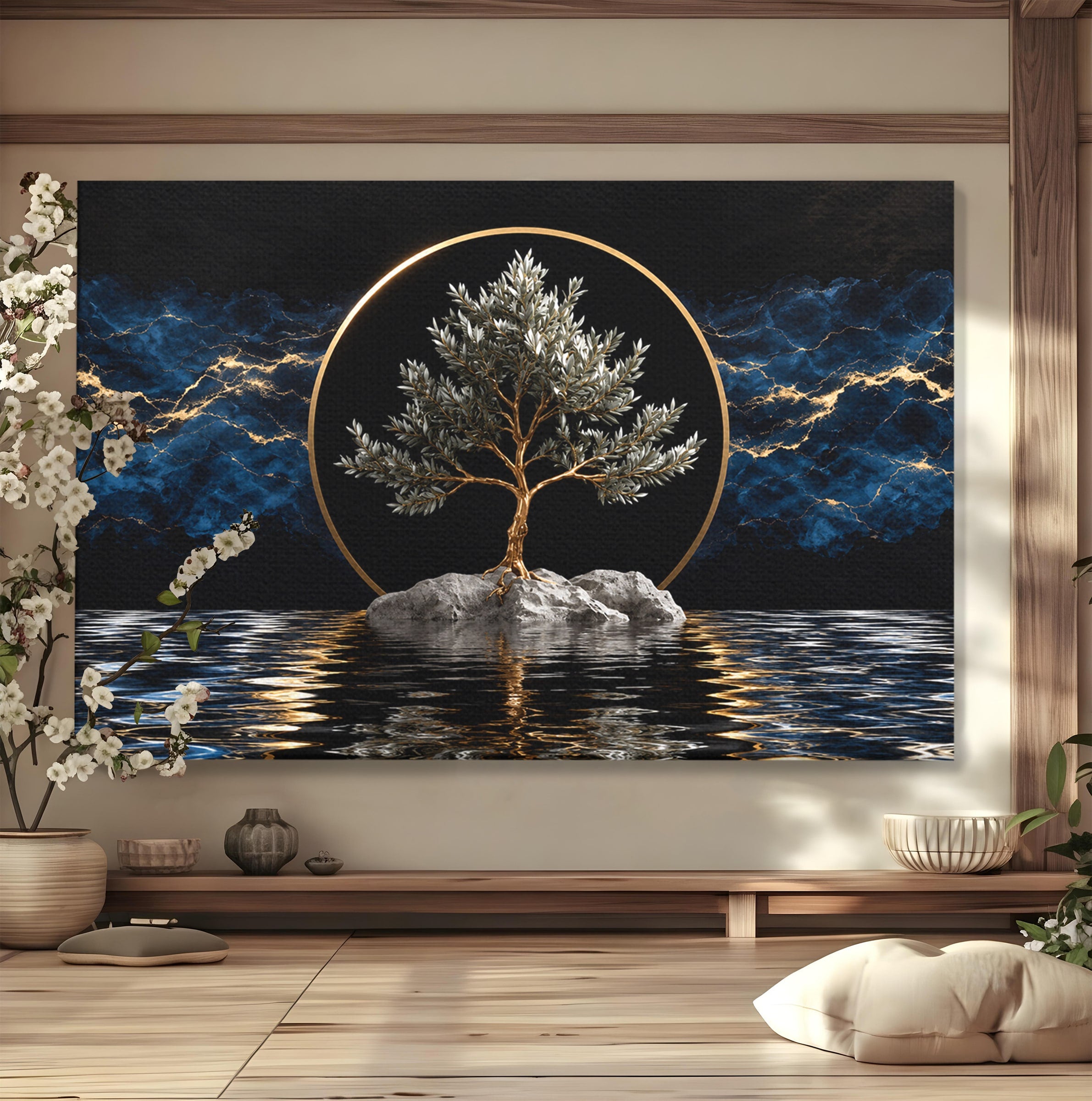 Tablou Canvas Premium LuxCanva® A1899, Copac Mistic Pe Apa, Copac, Apa, Mistic, Peisaj, Living, Culori Vibrante