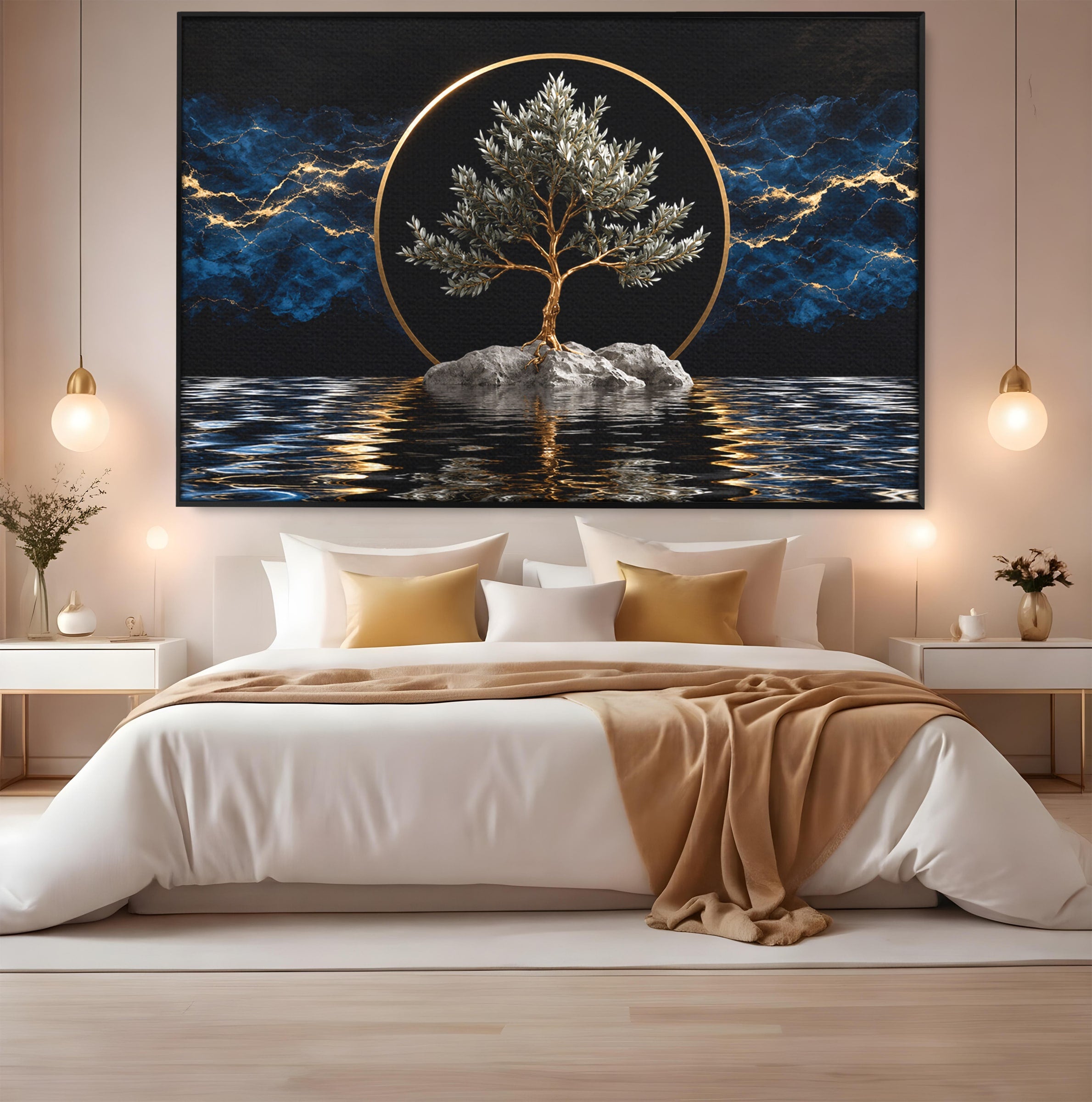Tablou Canvas Premium LuxCanva® A1899, Copac Mistic Pe Apa, Copac, Apa, Mistic, Peisaj, Living, Culori Vibrante