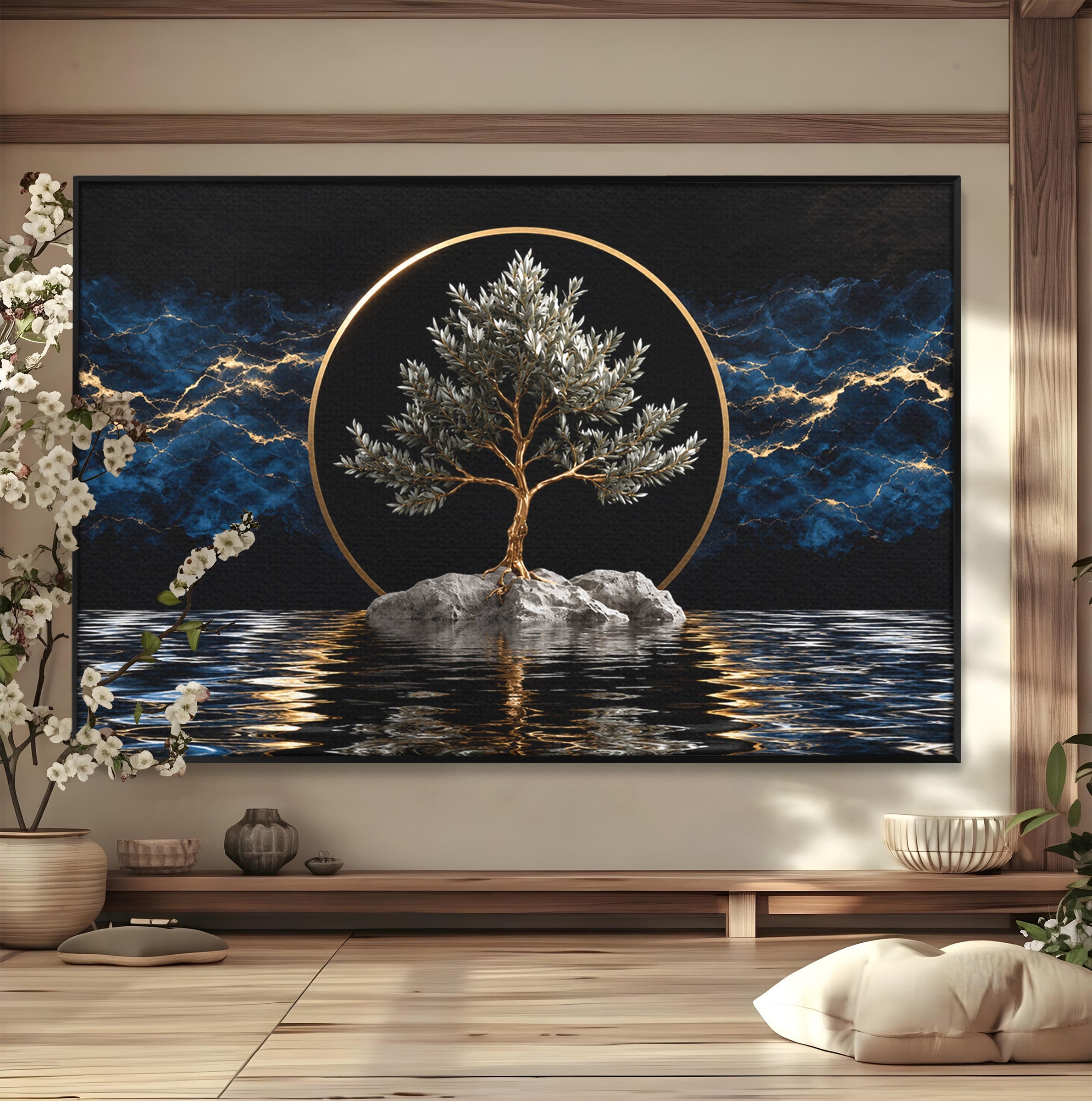 Tablou Canvas Premium LuxCanva® A1899, Copac Mistic Pe Apa, Copac, Apa, Mistic, Peisaj, Living, Culori Vibrante