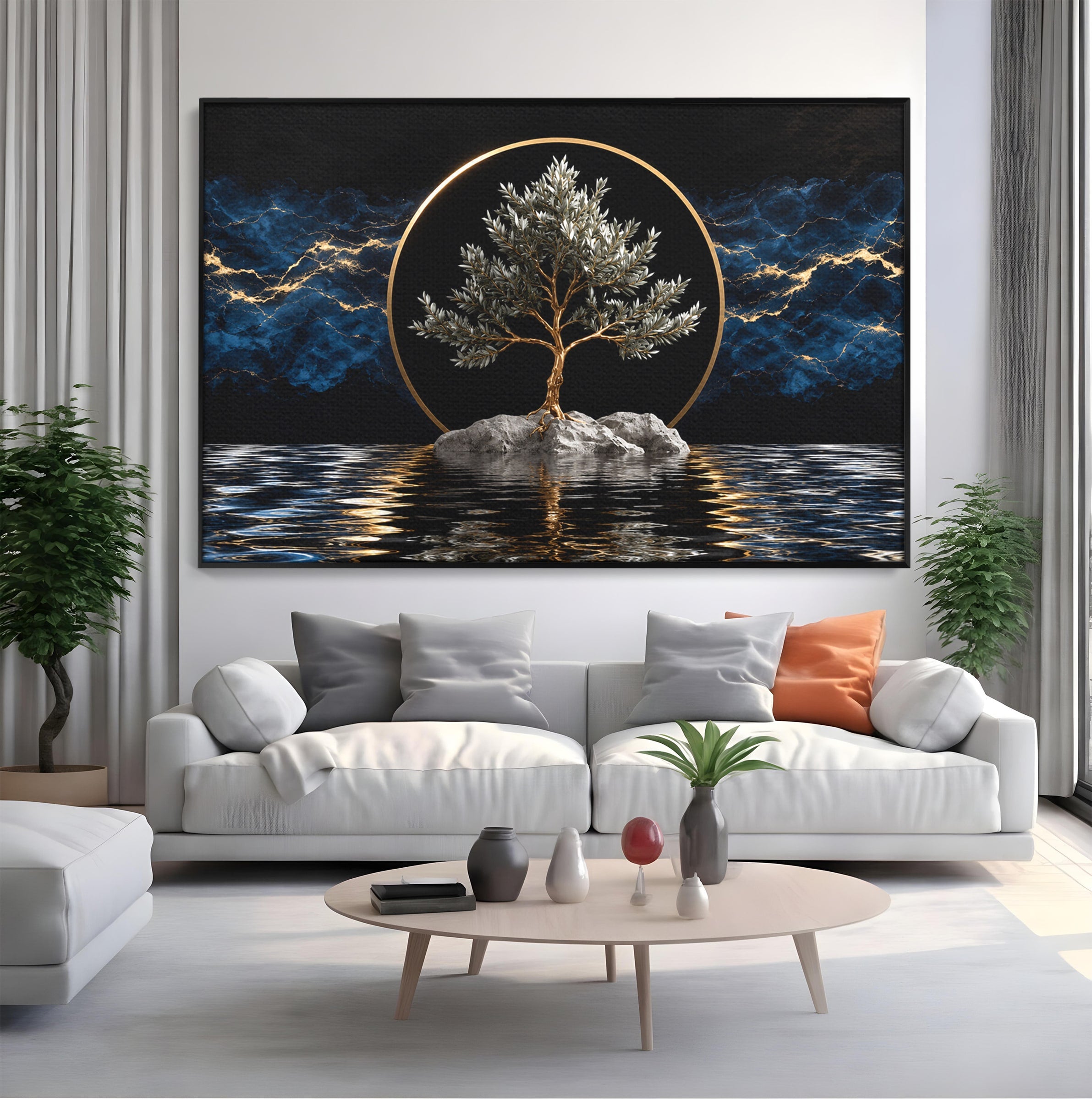 Tablou Canvas Premium LuxCanva® A1899, Copac Mistic Pe Apa, Copac, Apa, Mistic, Peisaj, Living, Culori Vibrante