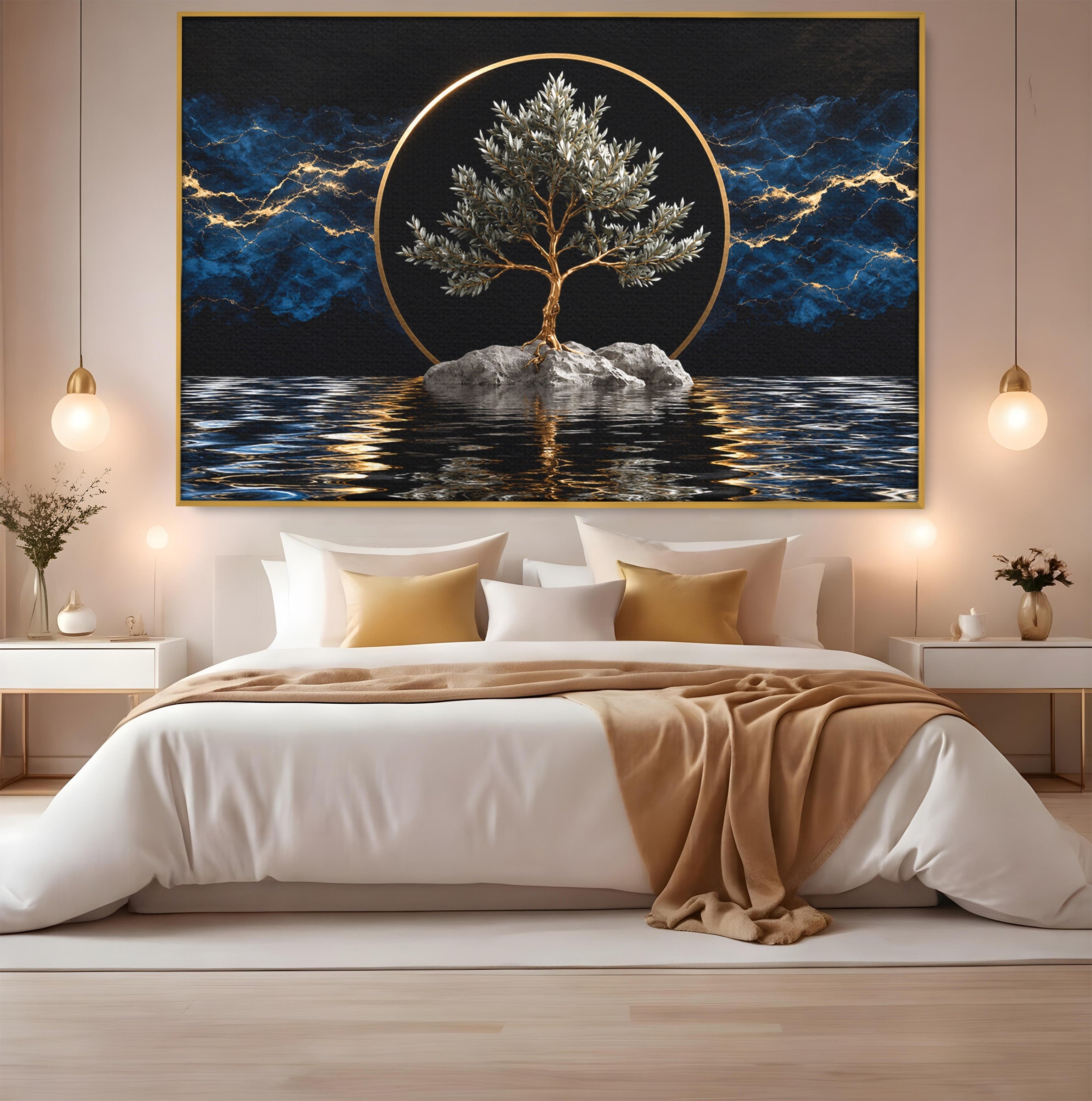 Tablou Canvas Premium LuxCanva® A1899, Copac Mistic Pe Apa, Copac, Apa, Mistic, Peisaj, Living, Culori Vibrante