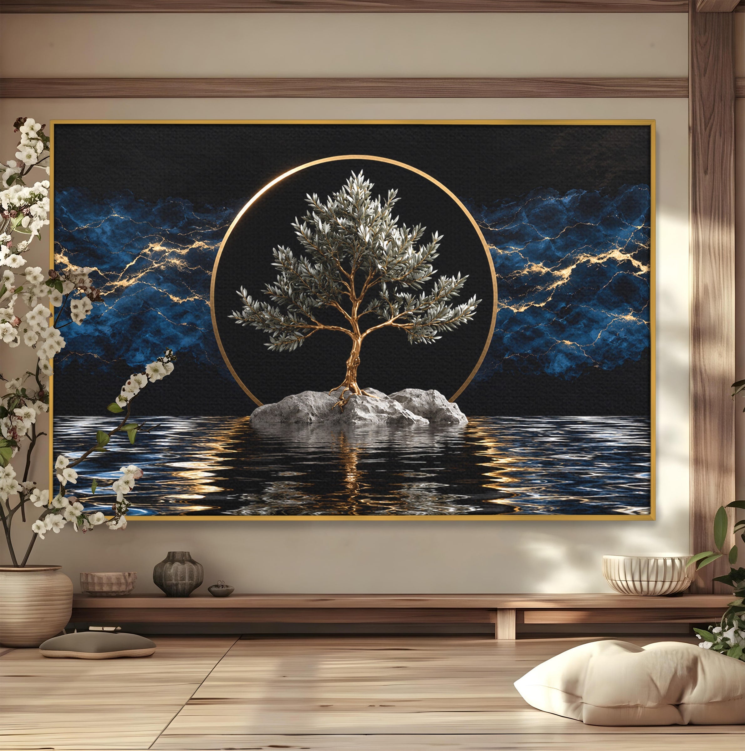 Tablou Canvas Premium LuxCanva® A1899, Copac Mistic Pe Apa, Copac, Apa, Mistic, Peisaj, Living, Culori Vibrante