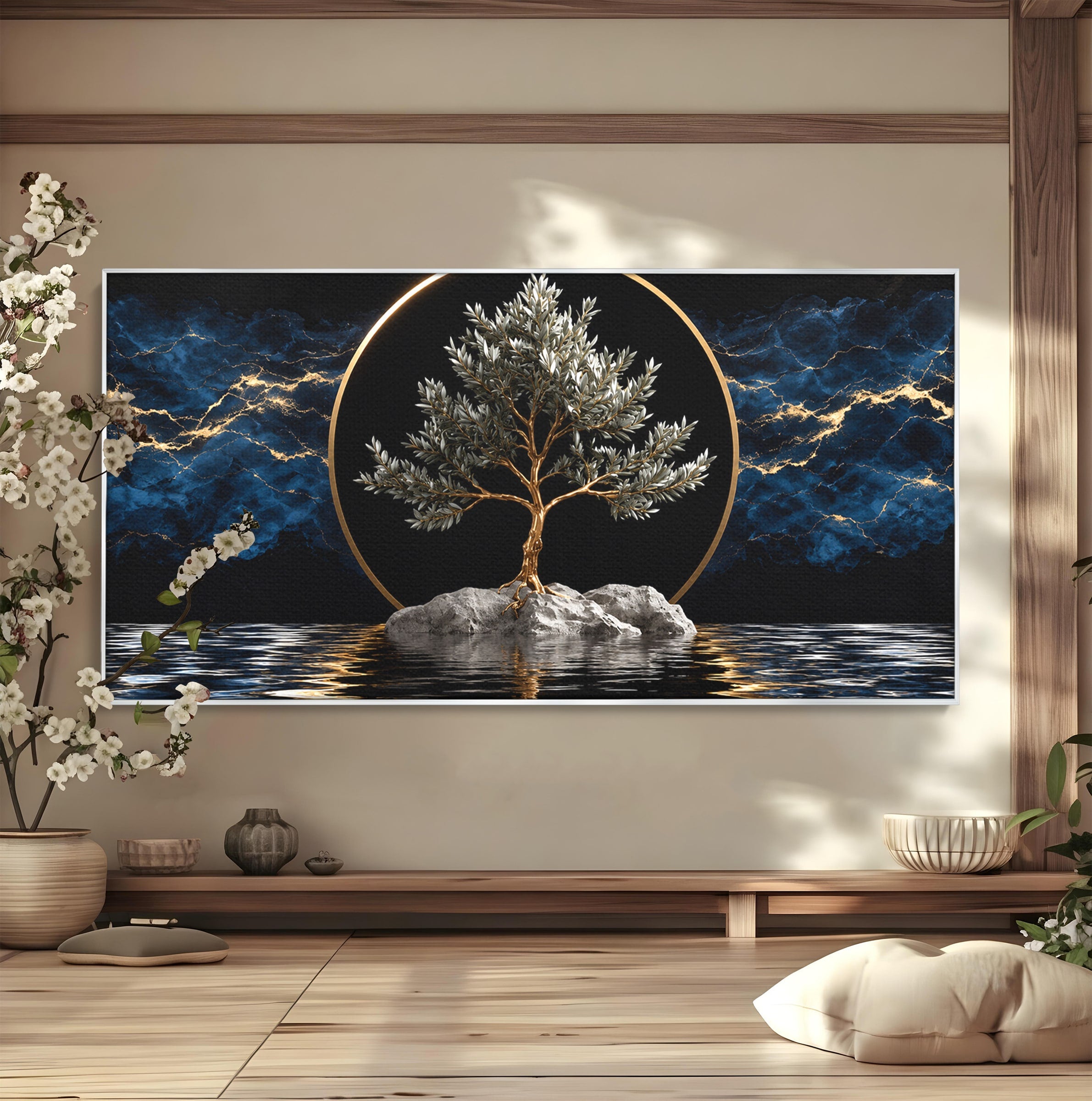 Tablou Canvas Premium LuxCanva® A1899, Copac Mistic Pe Apa, Copac, Apa, Mistic, Peisaj, Living, Culori Vibrante