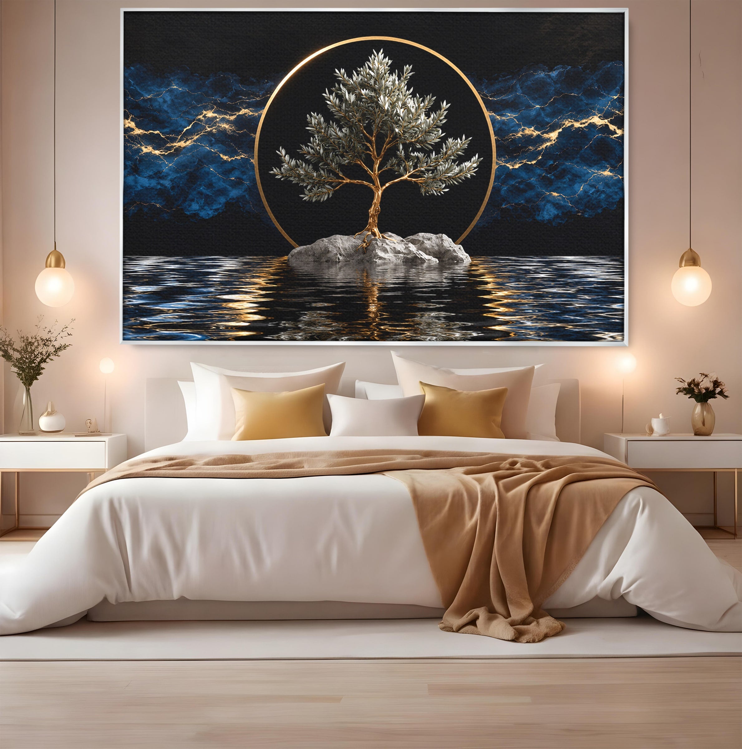Tablou Canvas Premium LuxCanva® A1899, Copac Mistic Pe Apa, Copac, Apa, Mistic, Peisaj, Living, Culori Vibrante