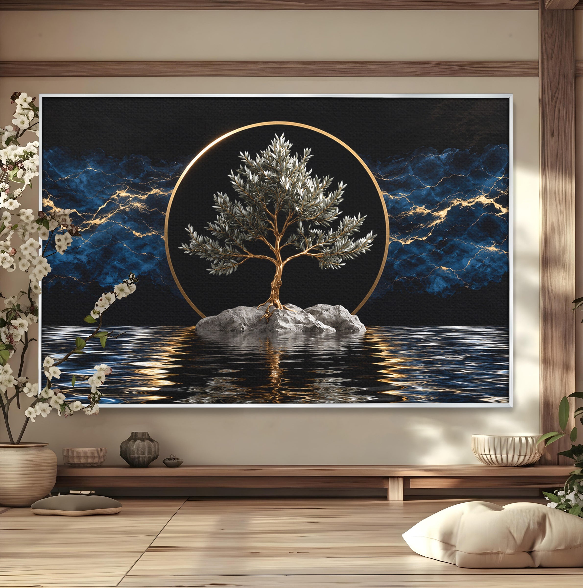 Tablou Canvas Premium LuxCanva® A1899, Copac Mistic Pe Apa, Copac, Apa, Mistic, Peisaj, Living, Culori Vibrante