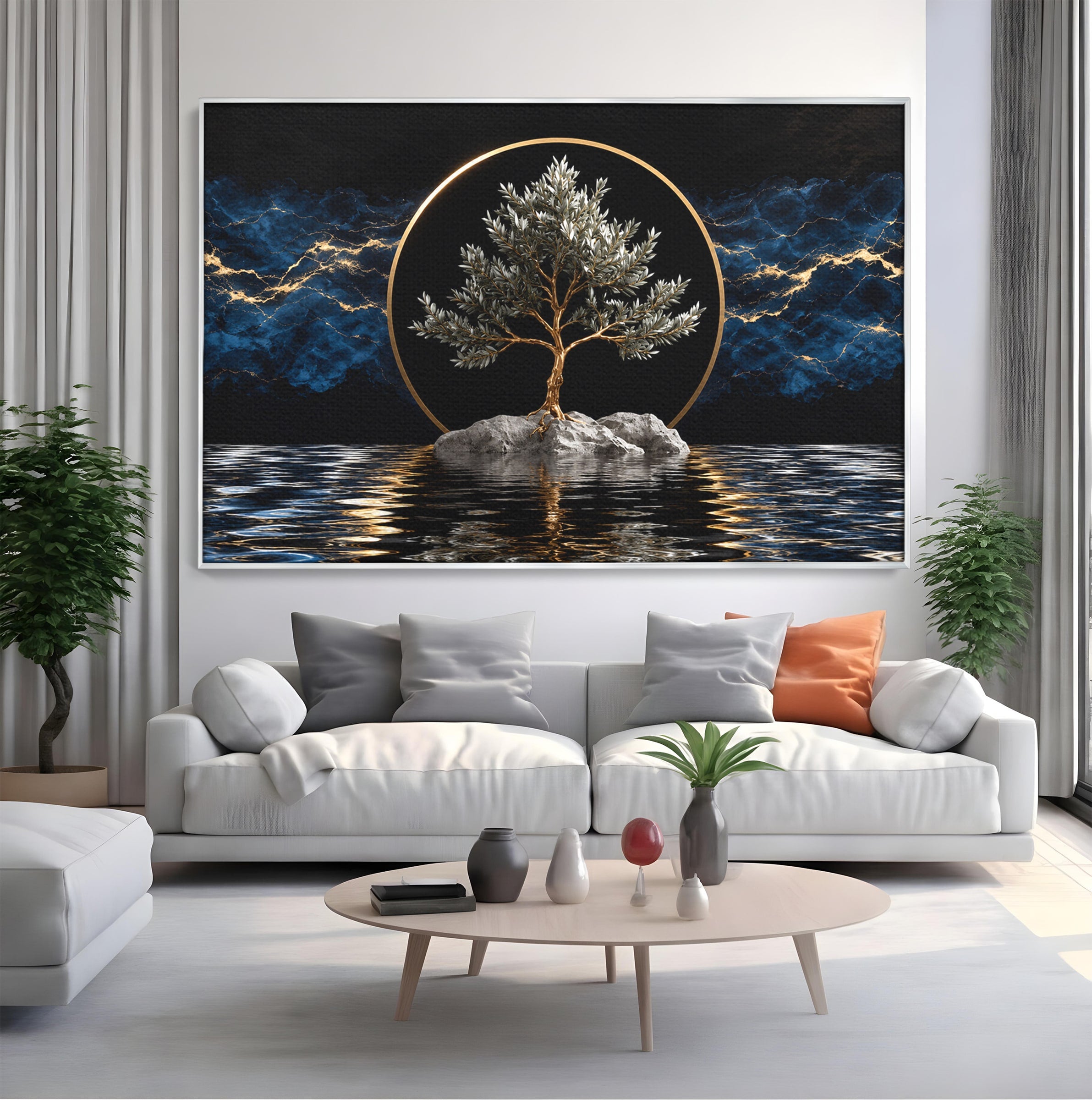 Tablou Canvas Premium LuxCanva® A1899, Copac Mistic Pe Apa, Copac, Apa, Mistic, Peisaj, Living, Culori Vibrante