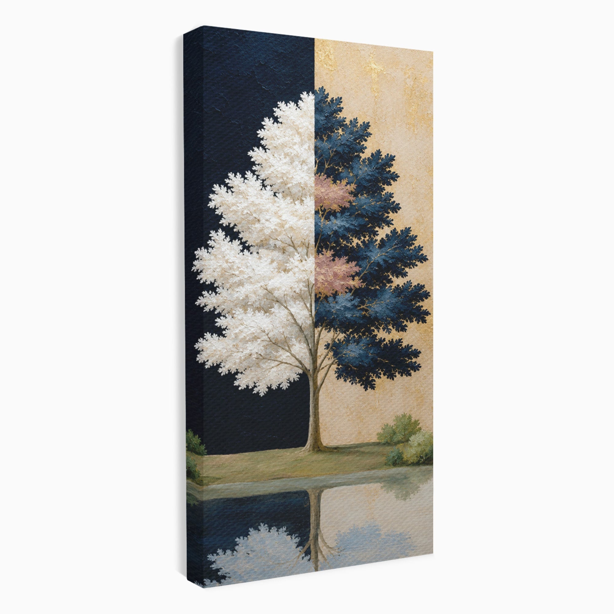 Tablou Canvas Premium LuxCanva® A1900, Copacul Dualitatii, Copac, Reflectie, Dualitate, Natura, Living, Culori Vibrante