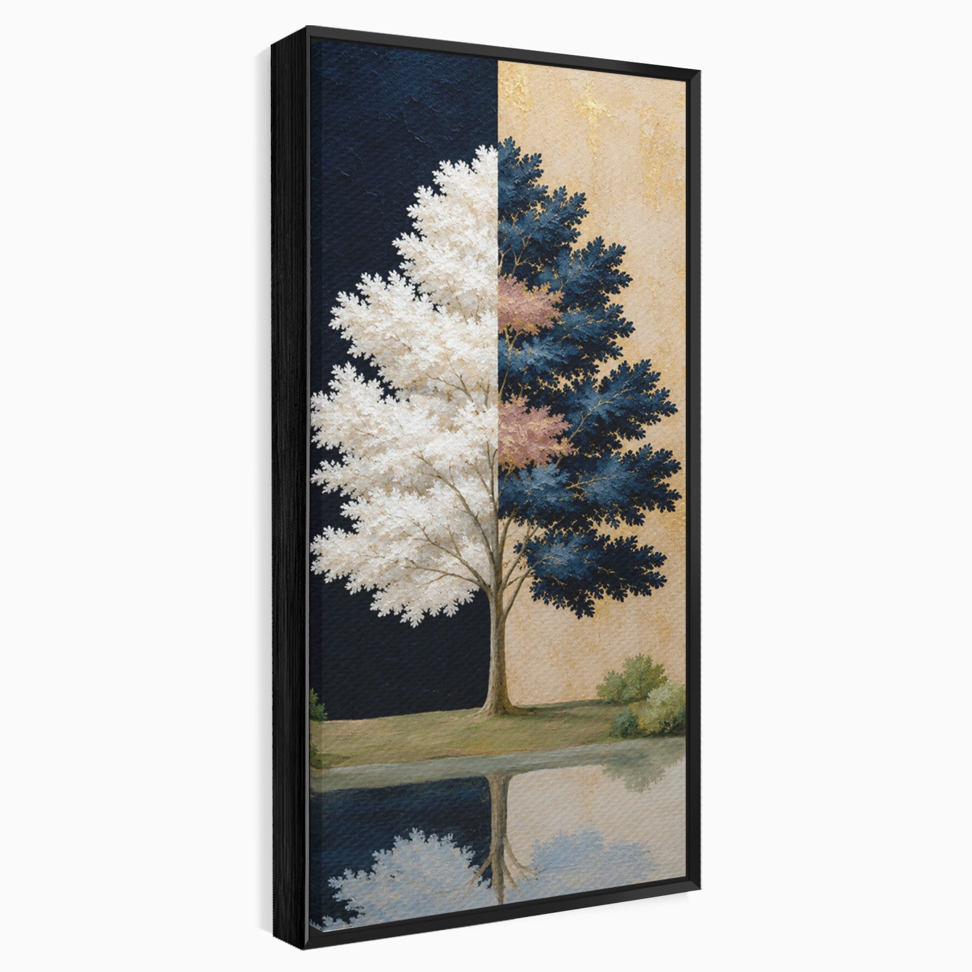 Tablou Canvas Premium LuxCanva® A1900, Copacul Dualitatii, Copac, Reflectie, Dualitate, Natura, Living, Culori Vibrante