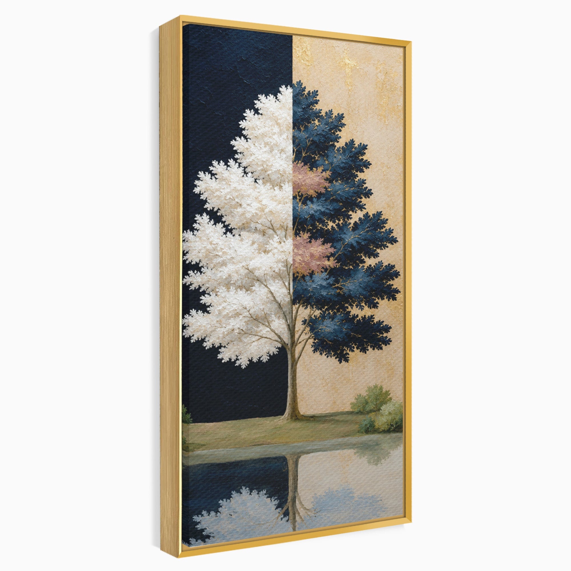 Tablou Canvas Premium LuxCanva® A1900, Copacul Dualitatii, Copac, Reflectie, Dualitate, Natura, Living, Culori Vibrante