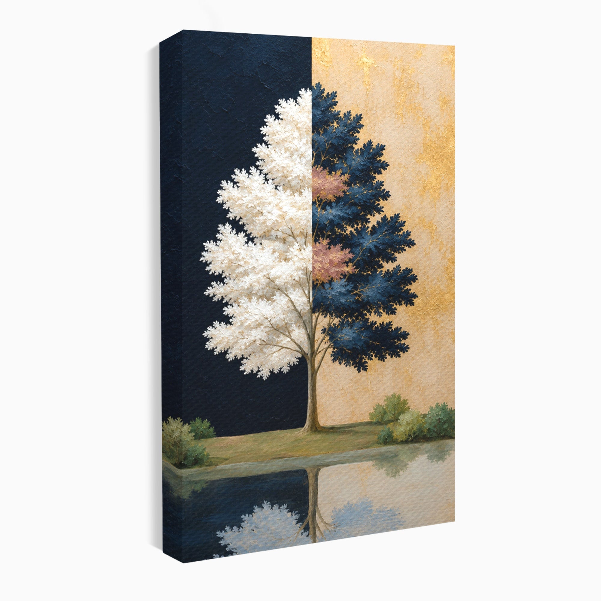 Tablou Canvas Premium LuxCanva® A1900, Copacul Dualitatii, Copac, Reflectie, Dualitate, Natura, Living, Culori Vibrante