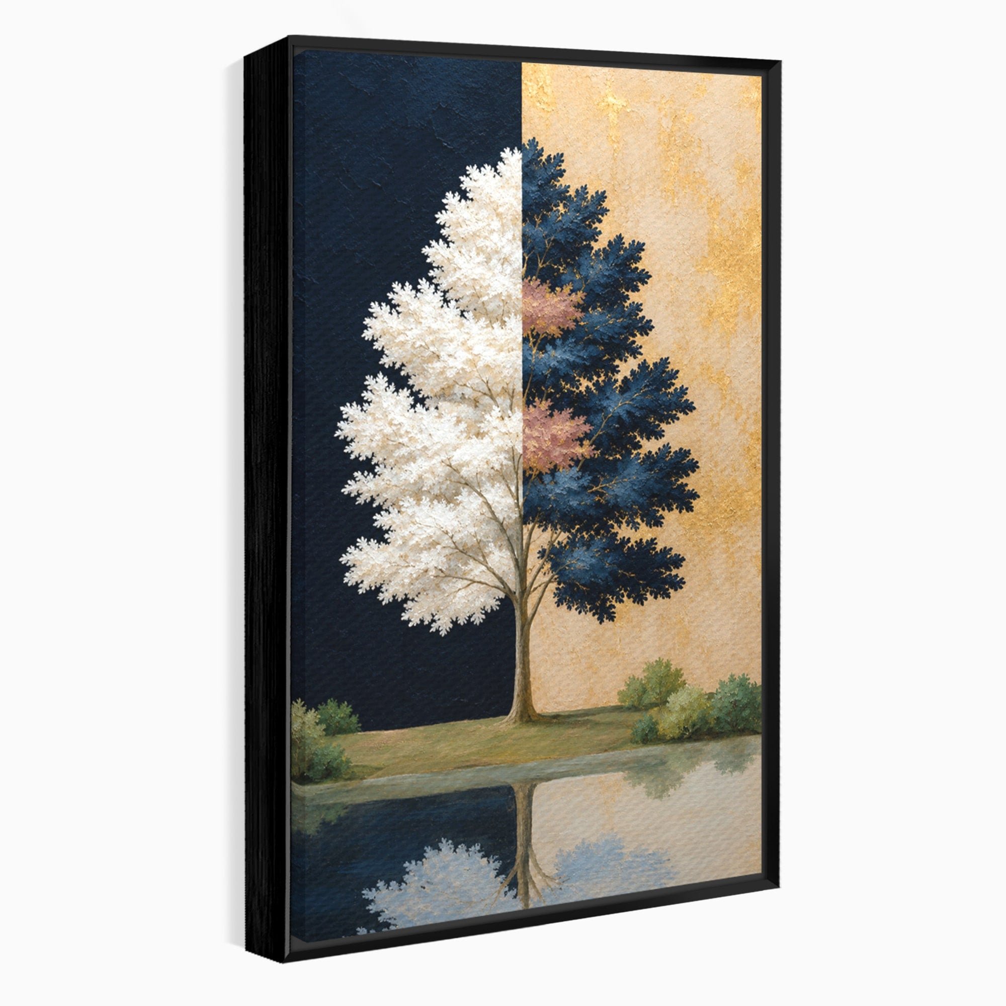 Tablou Canvas Premium LuxCanva® A1900, Copacul Dualitatii, Copac, Reflectie, Dualitate, Natura, Living, Culori Vibrante