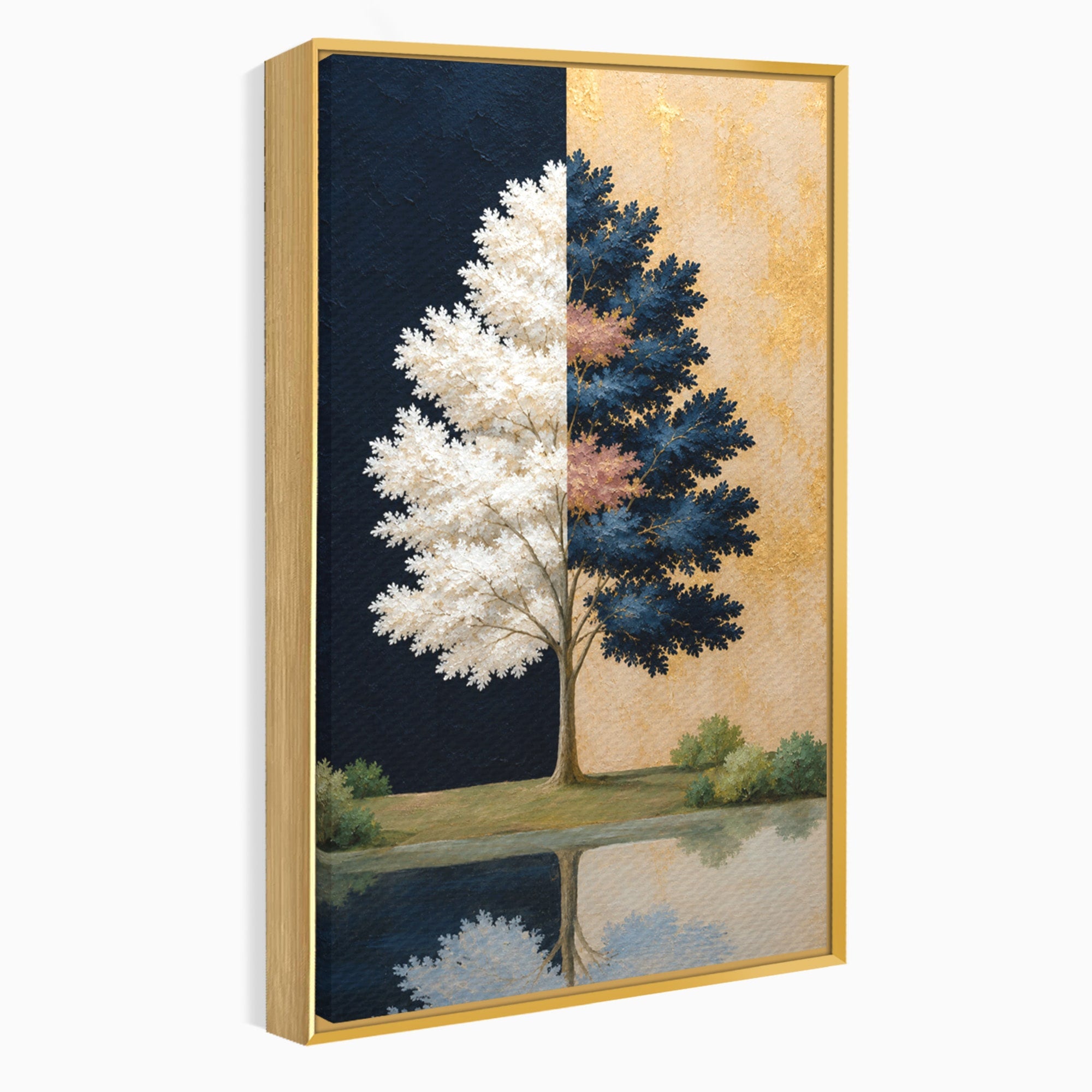 Tablou Canvas Premium LuxCanva® A1900, Copacul Dualitatii, Copac, Reflectie, Dualitate, Natura, Living, Culori Vibrante