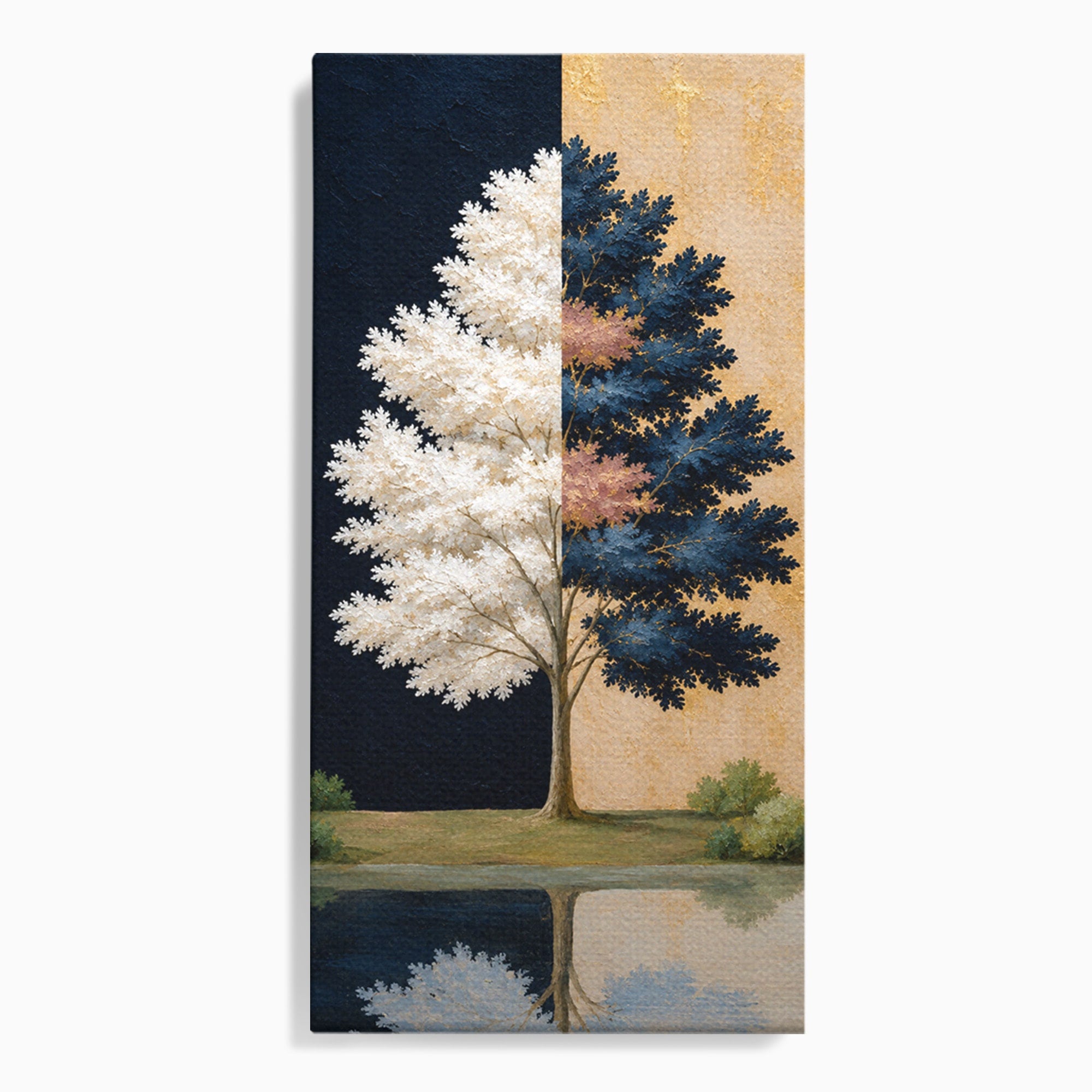 Tablou Canvas Premium LuxCanva® A1900, Copacul Dualitatii, Copac, Reflectie, Dualitate, Natura, Living, Culori Vibrante