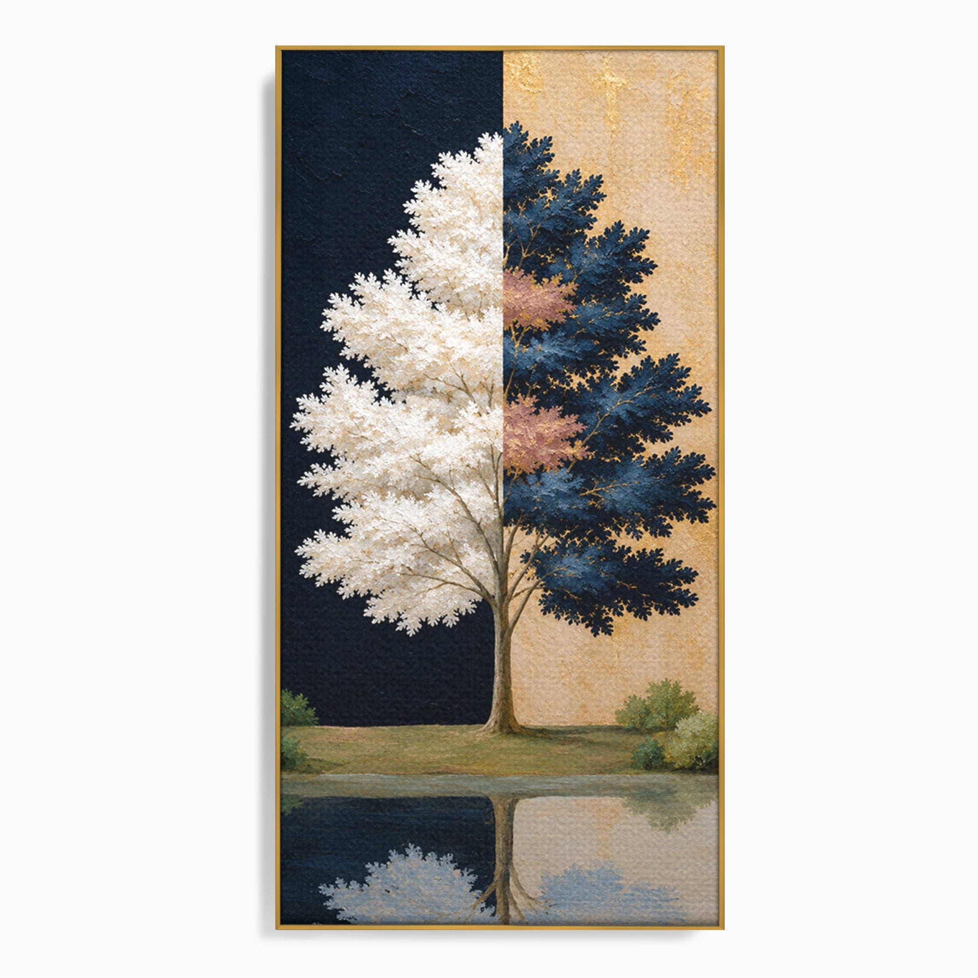 Tablou Canvas Premium LuxCanva® A1900, Copacul Dualitatii, Copac, Reflectie, Dualitate, Natura, Living, Culori Vibrante