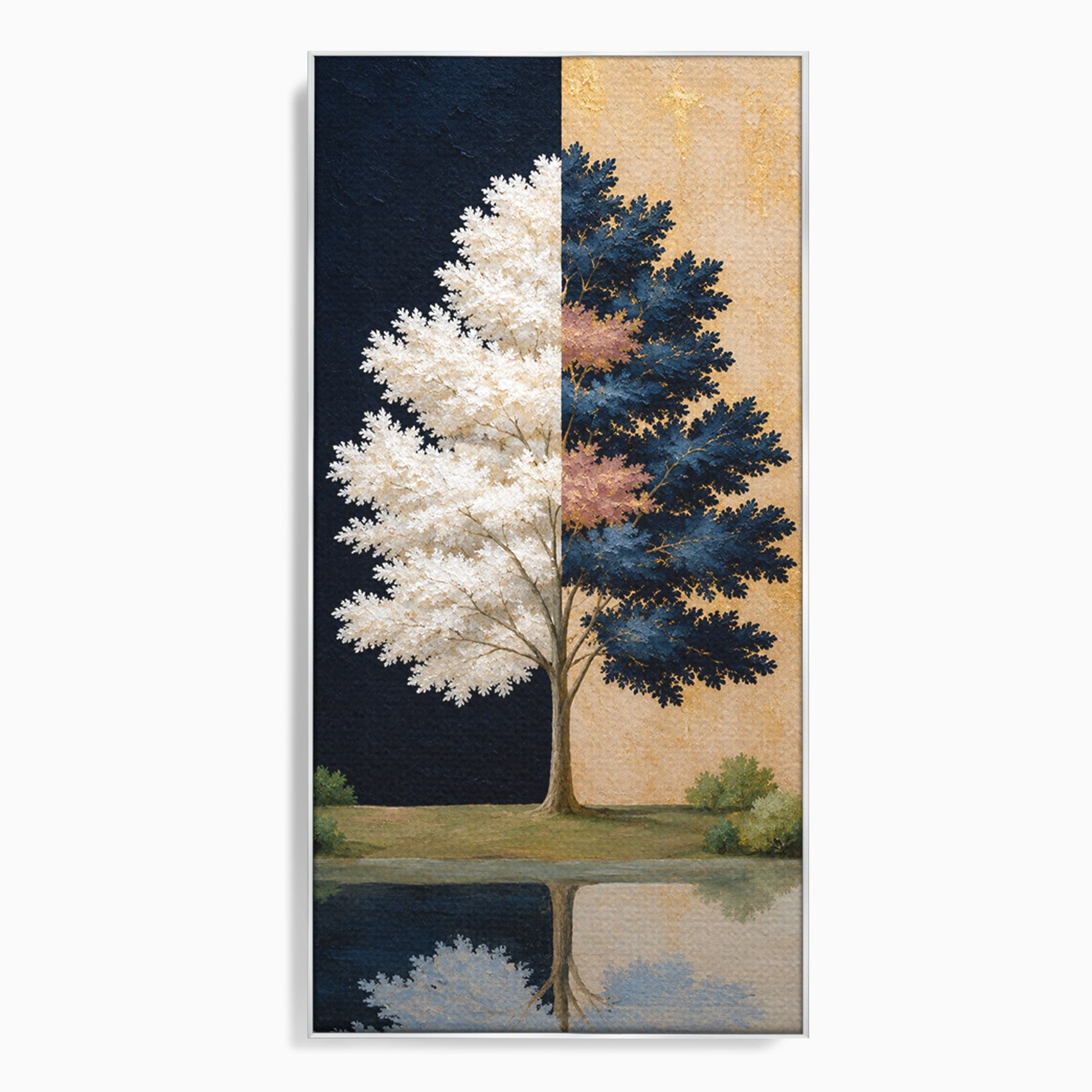 Tablou Canvas Premium LuxCanva® A1900, Copacul Dualitatii, Copac, Reflectie, Dualitate, Natura, Living, Culori Vibrante