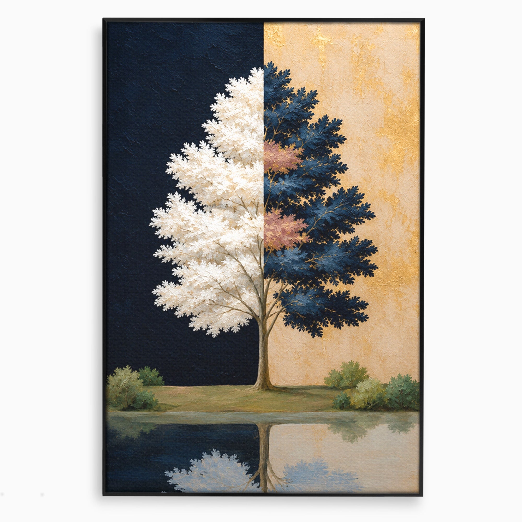 Tablou Canvas Premium LuxCanva® A1900, Copacul Dualitatii, Copac, Reflectie, Dualitate, Natura, Living, Culori Vibrante