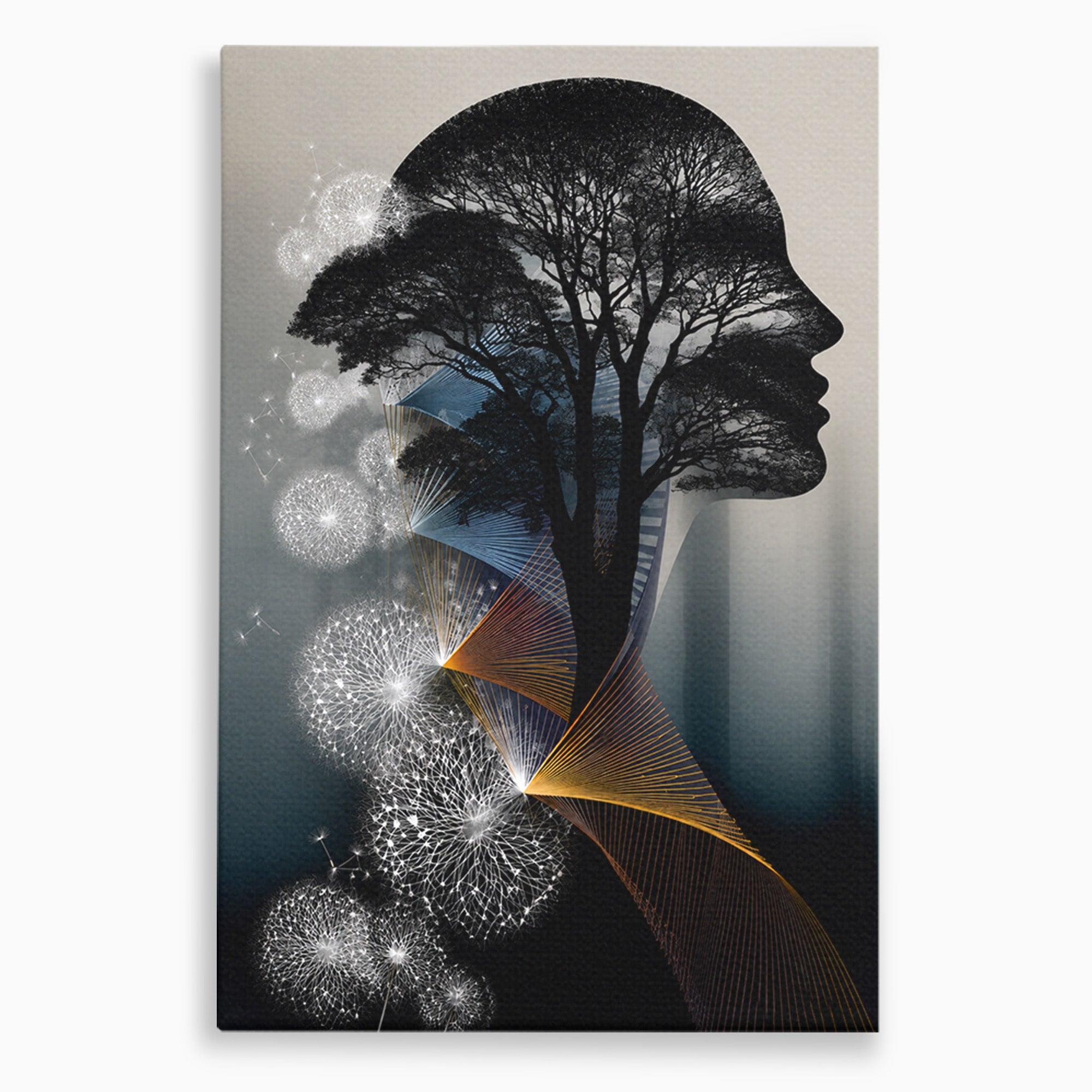 Tablou Canvas Premium LuxCanva® A1902, Silhouette Arborescenta, Silhouette, Arbore, Abstract, Contemplativ, Birou, Culori Vibrante