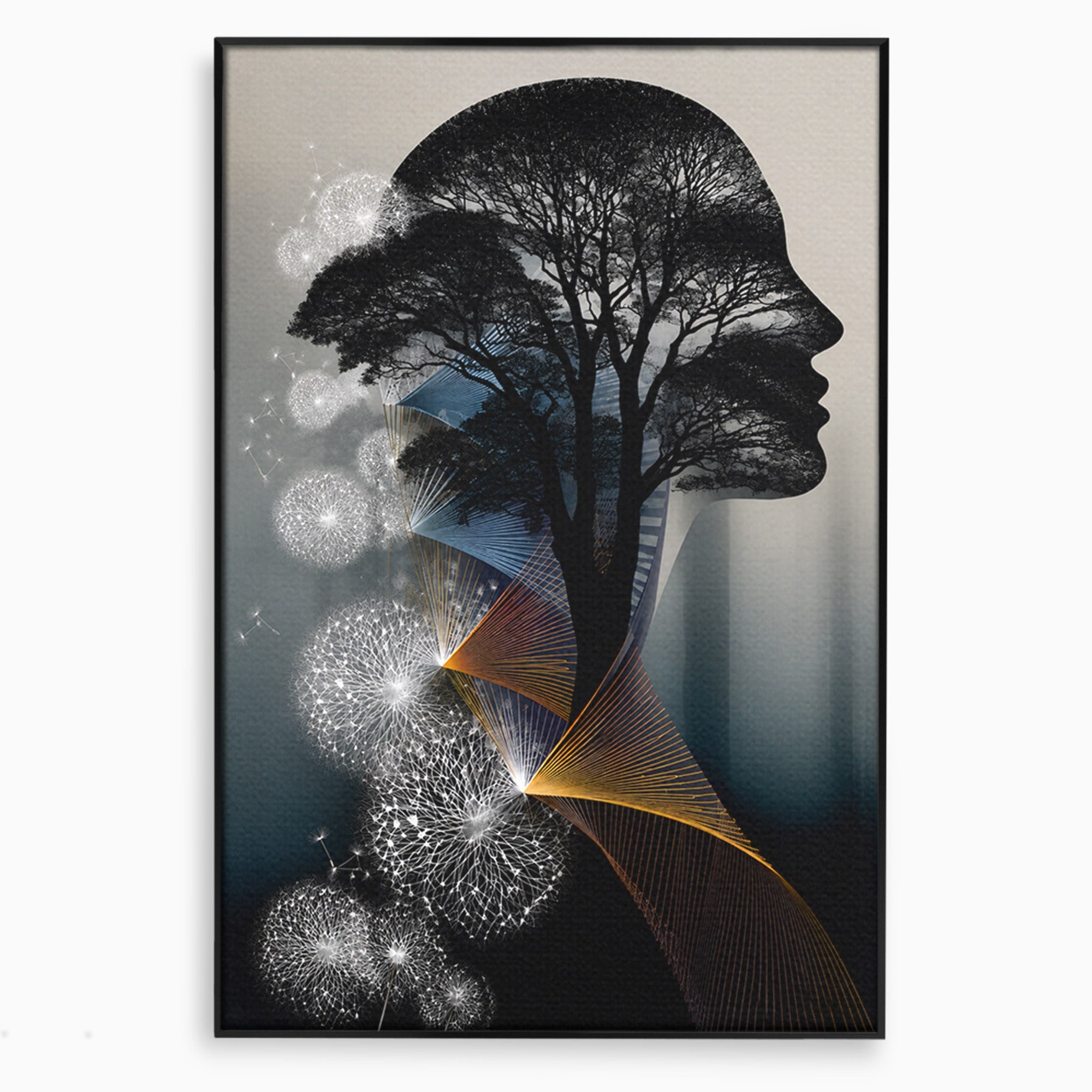 Tablou Canvas Premium LuxCanva® A1902, Silhouette Arborescenta, Silhouette, Arbore, Abstract, Contemplativ, Birou, Culori Vibrante