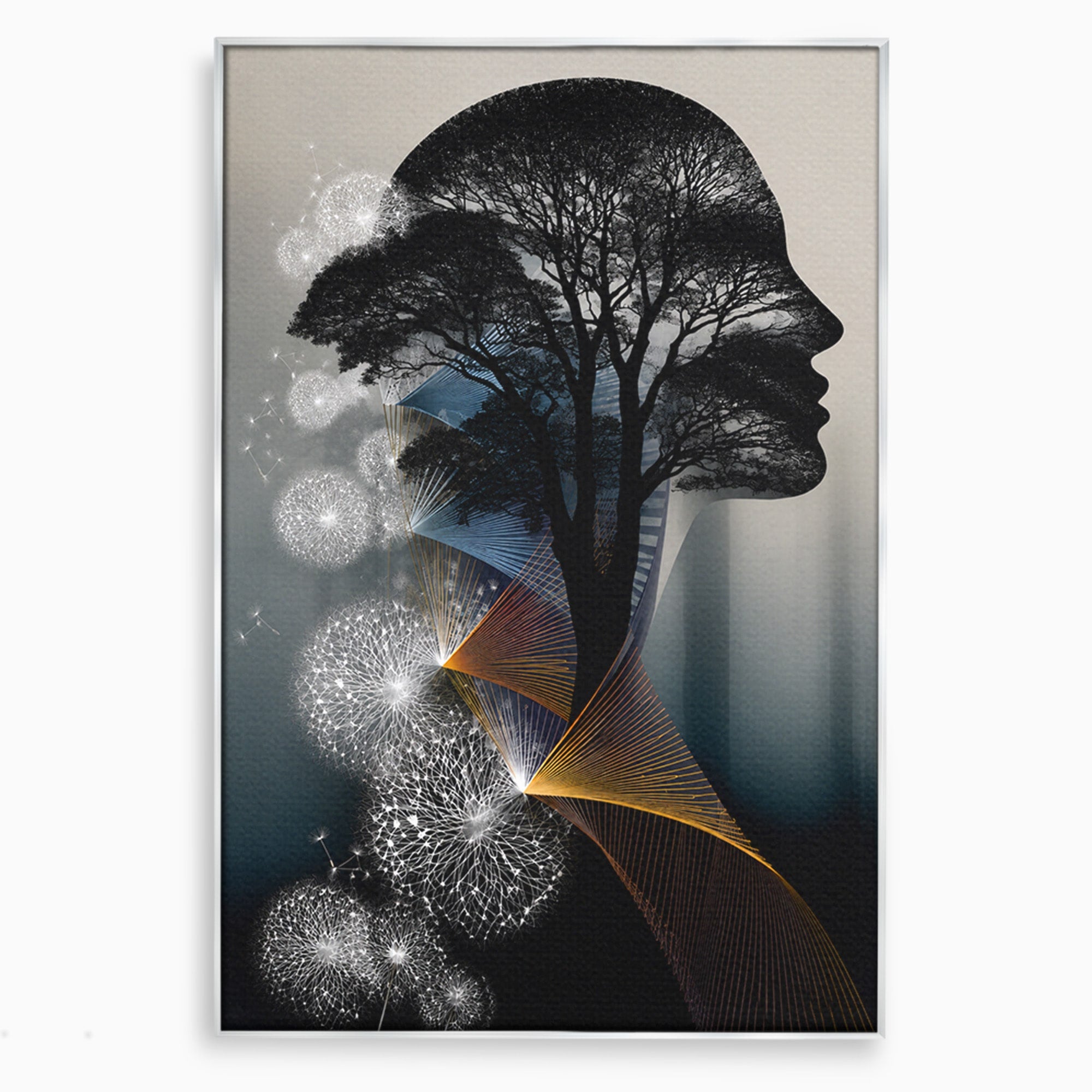 Tablou Canvas Premium LuxCanva® A1902, Silhouette Arborescenta, Silhouette, Arbore, Abstract, Contemplativ, Birou, Culori Vibrante